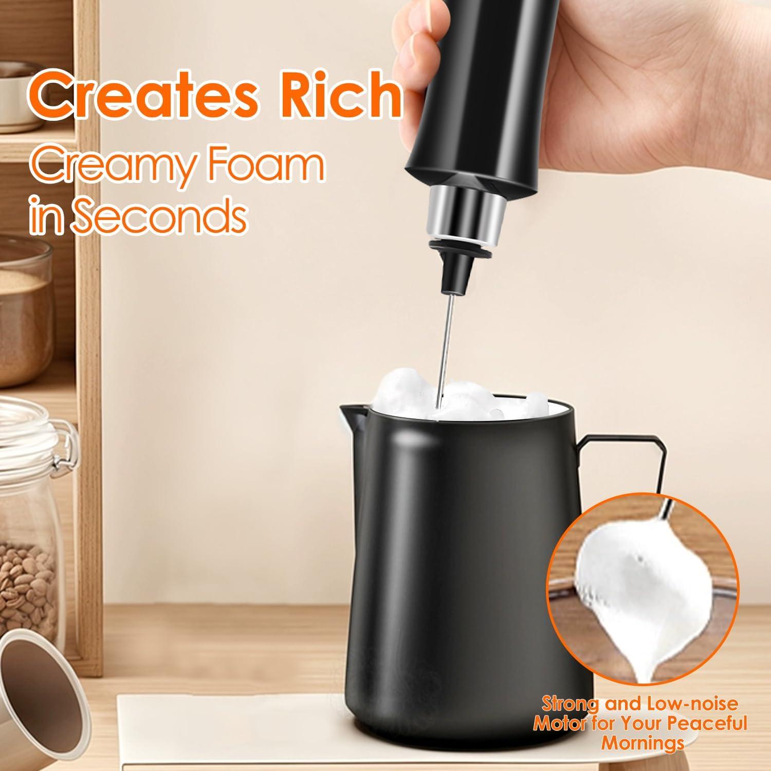 Espumador de Leche Recargable Styuanmmy con 3 Varillas Inoxidable