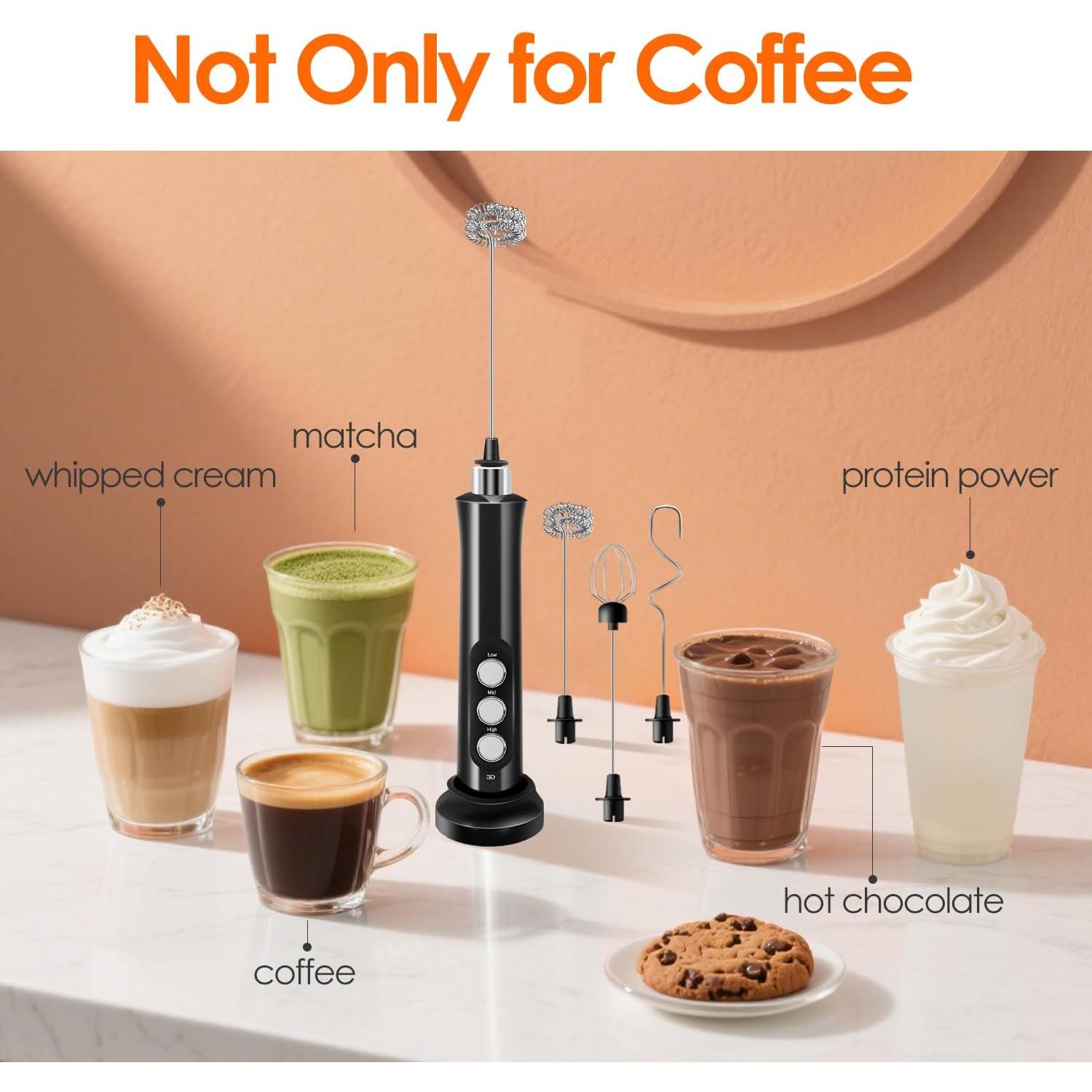 Espumador de Leche Recargable Styuanmmy con 3 Varillas Inoxidable