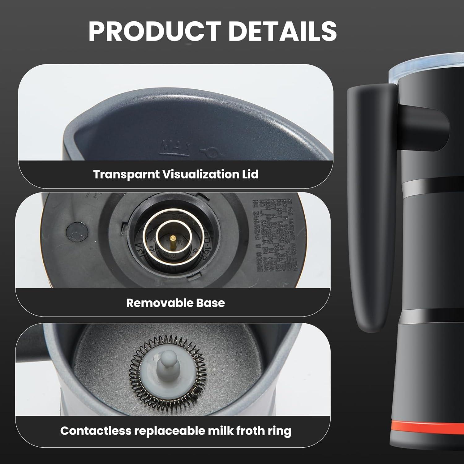 Espumador de Leche Eléctrico Fnerthral NPQ 4 en 1 430ml Negro