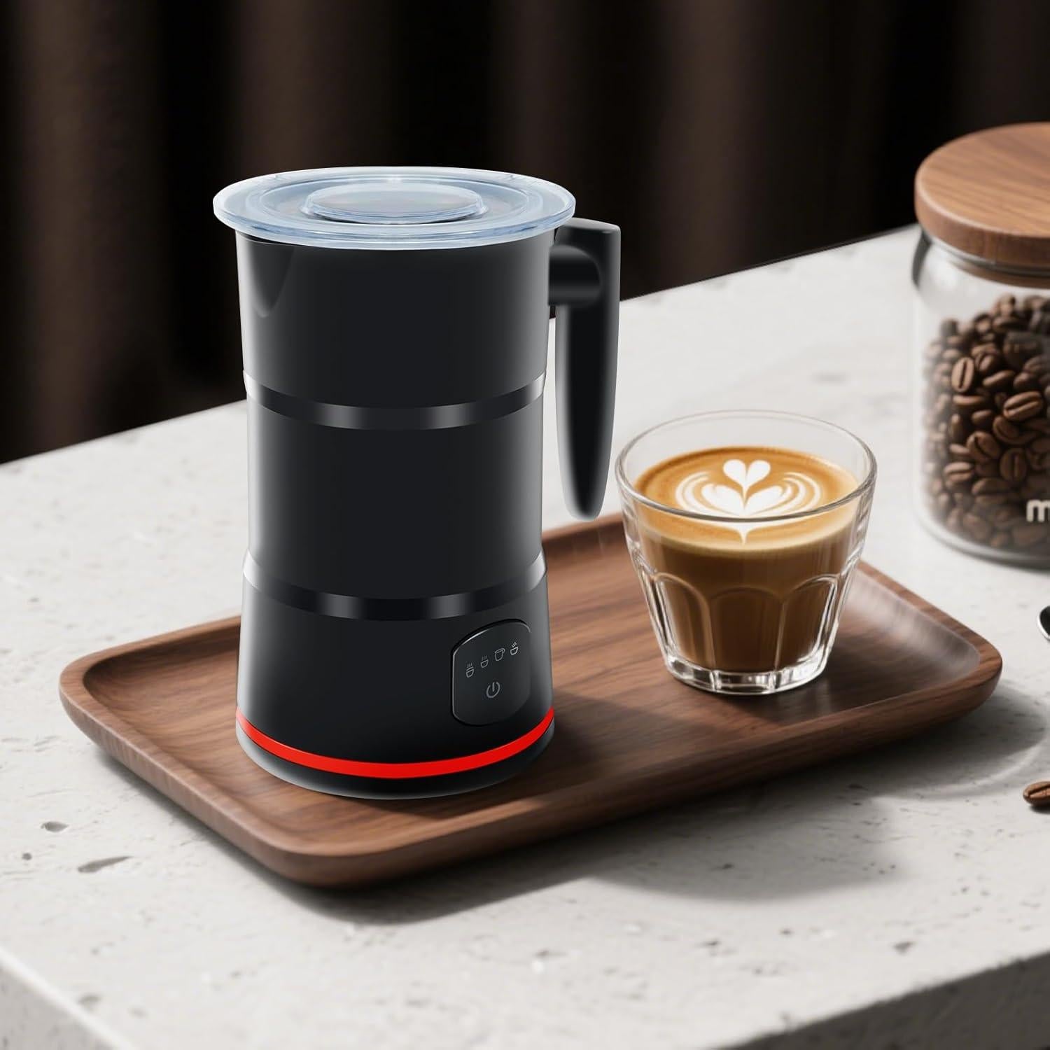 Espumador de Leche Eléctrico Fnerthral NPQ 4 en 1 430ml Negro