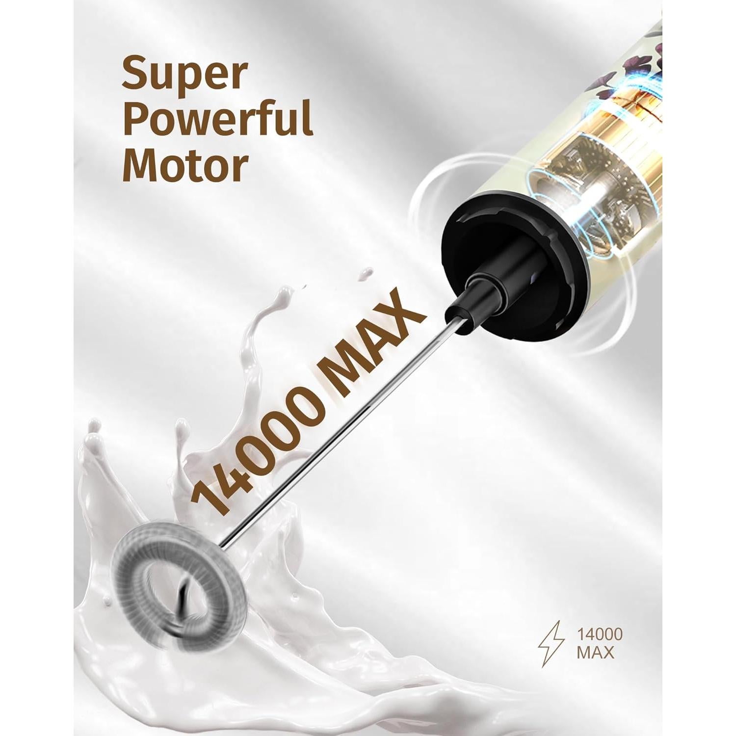 Espumador de Leche Recargable INFOOD Floral Vintage 600mAh