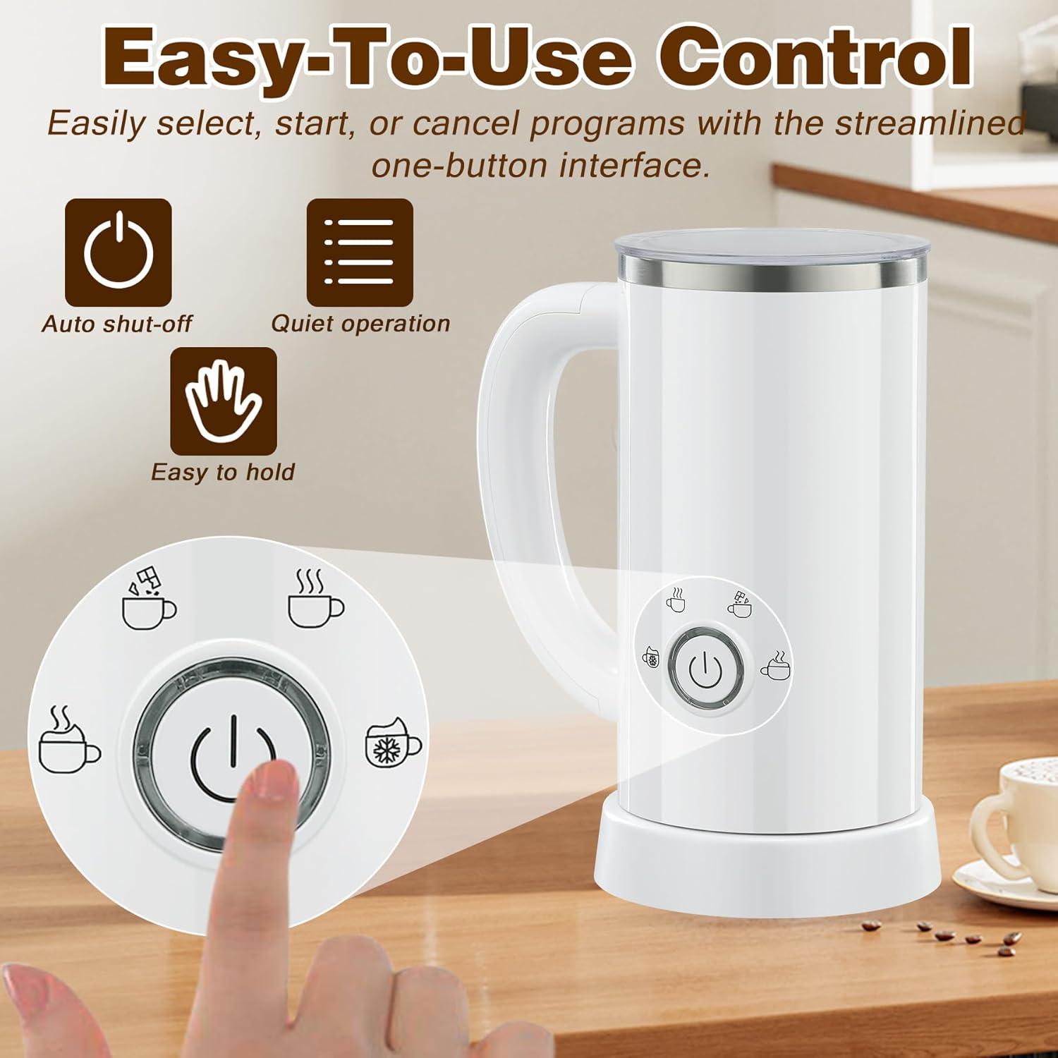 Espumador de Leche Eléctrico ATSENT 300ml Blanco 4-en-1