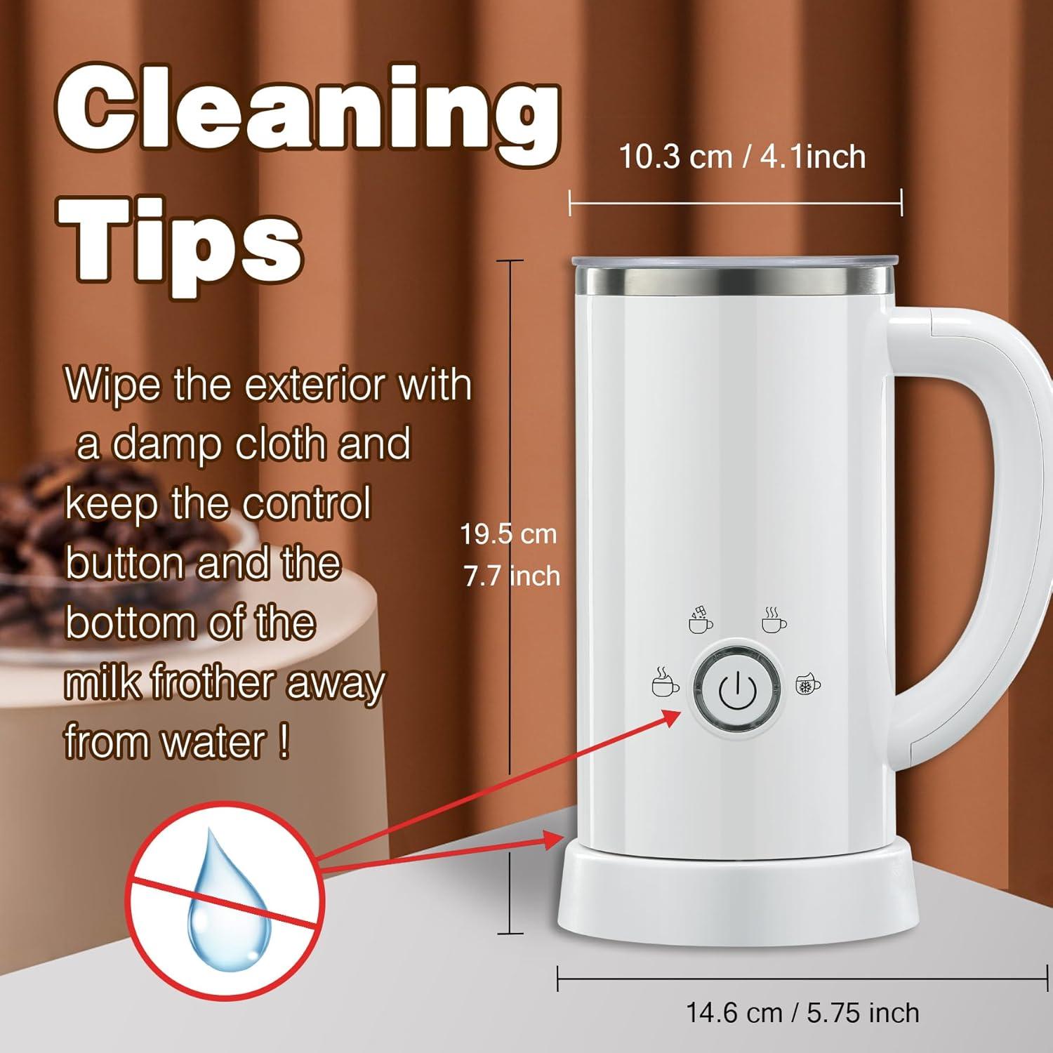 Espumador de Leche Eléctrico ATSENT 300ml Blanco 4-en-1