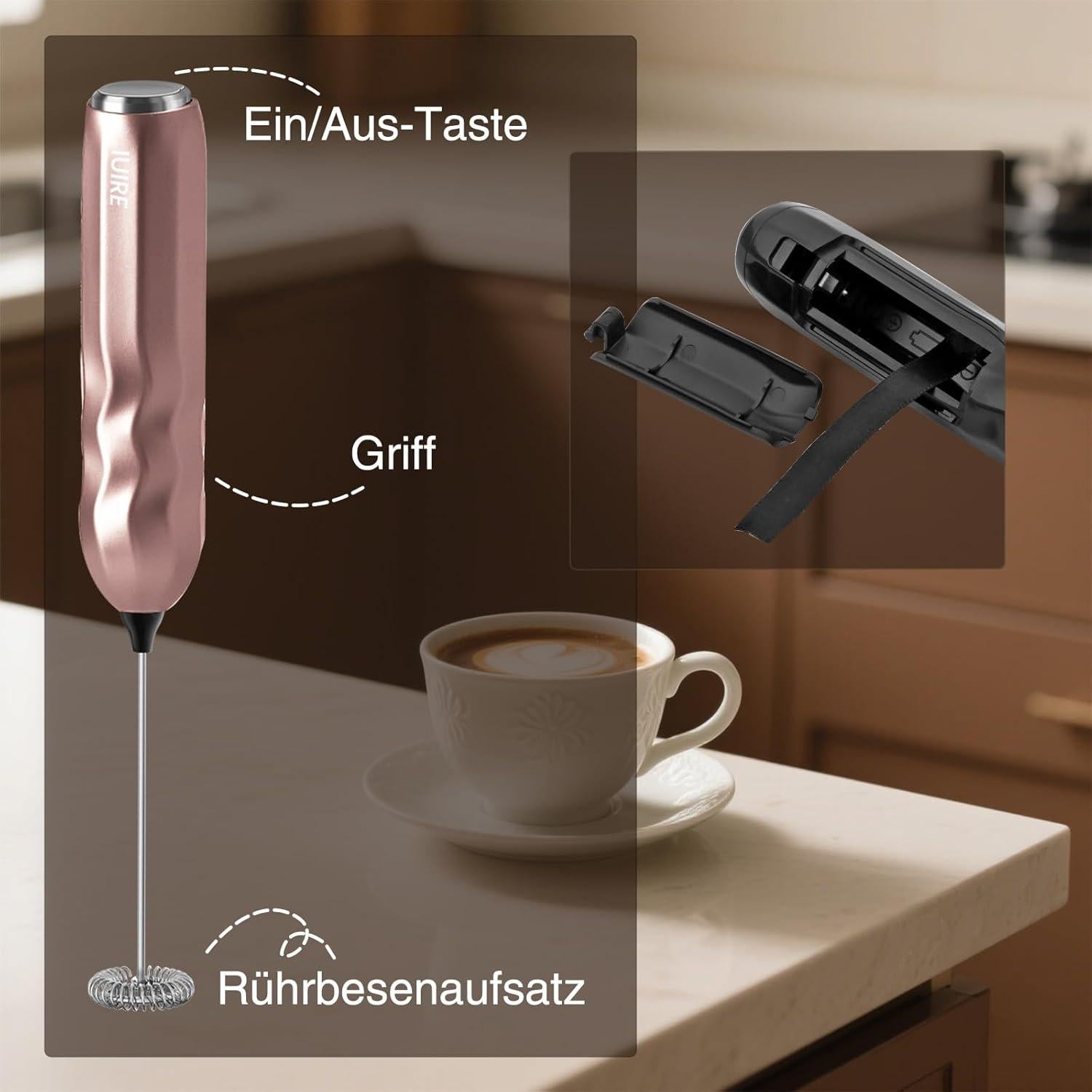 Espumador de Leche IUIRE CHN001 Oro, Batidor Acero Inoxidable