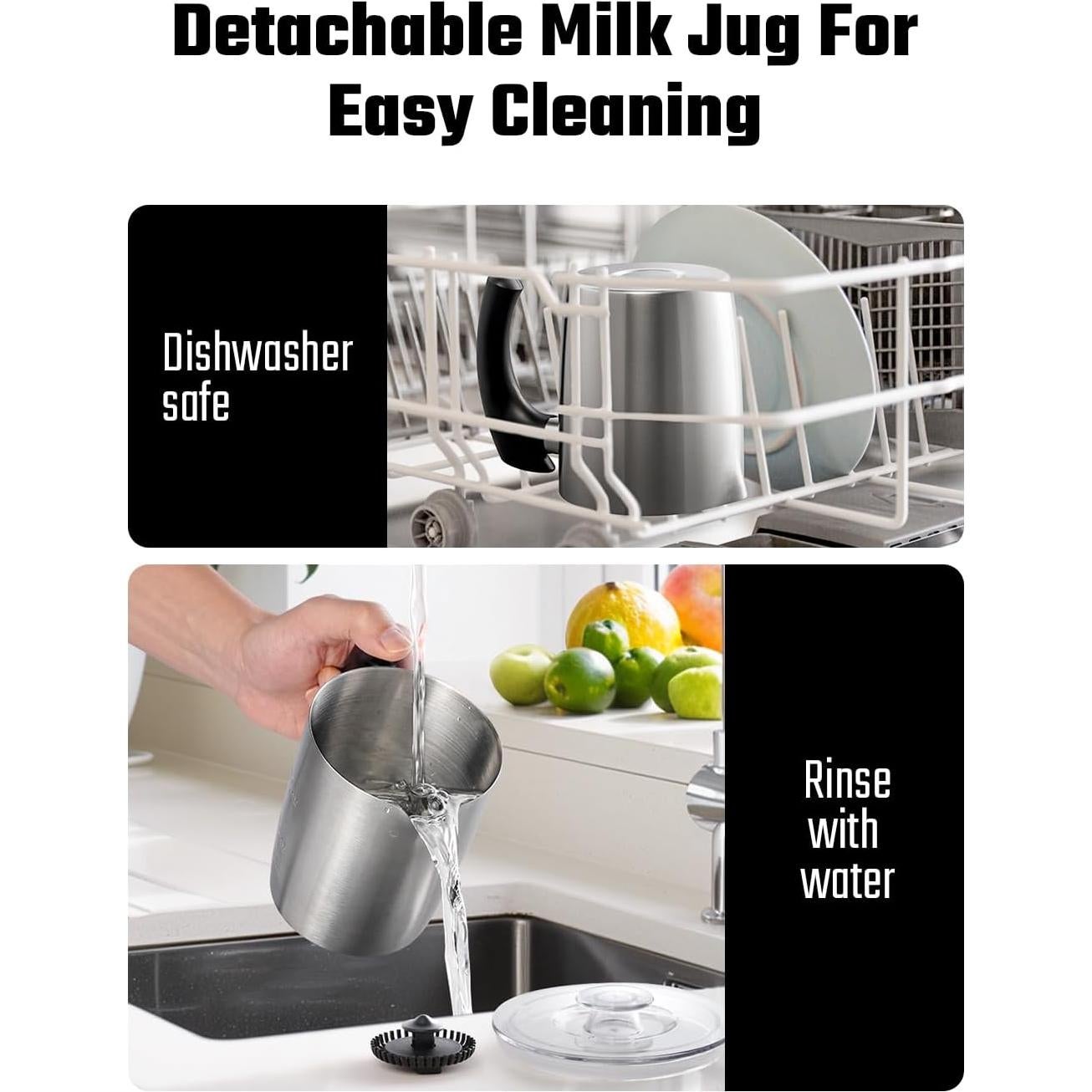 Espumador de Leche KIDISLE 5-en-1 17oz Acero Inoxidable