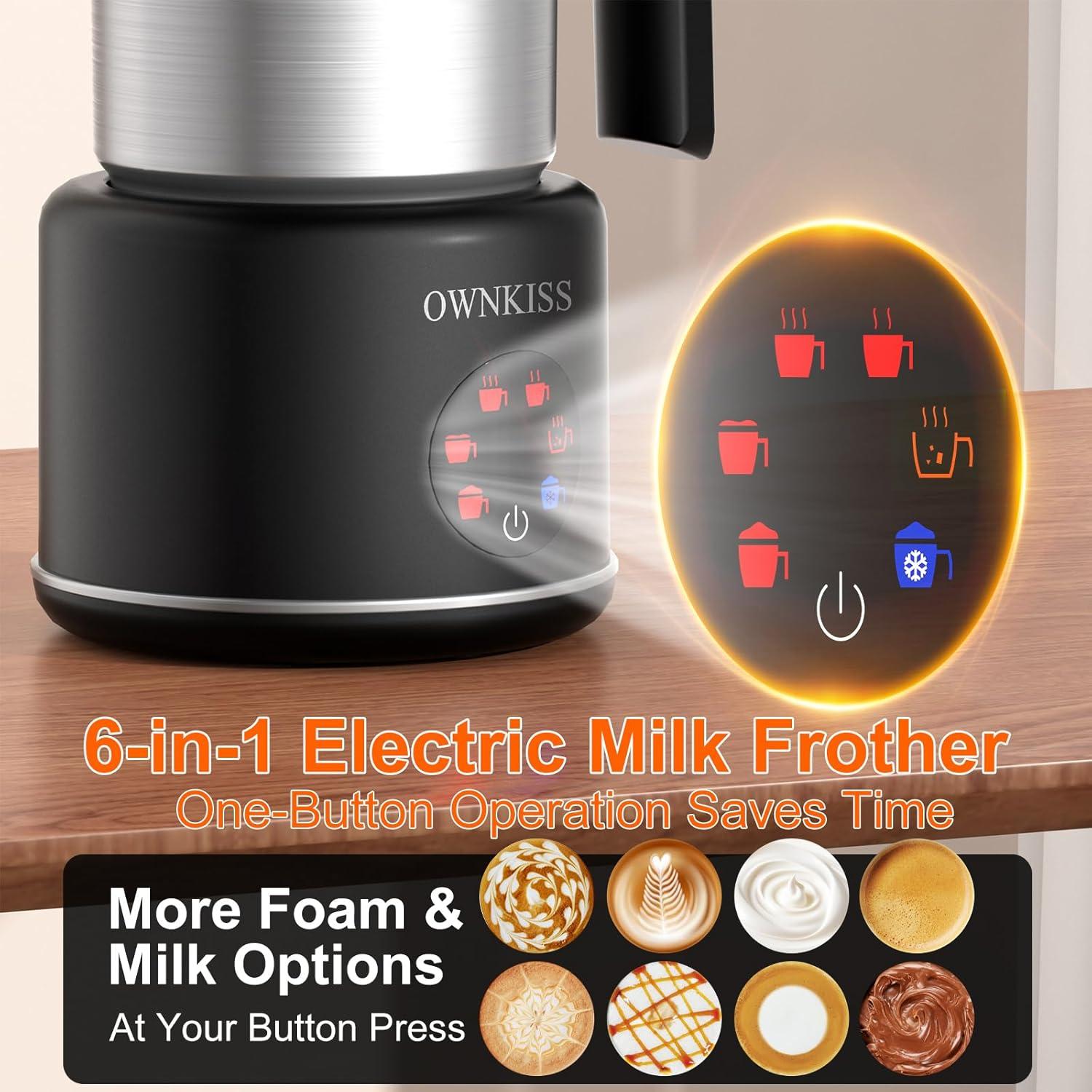 Espumador Eléctrico de Leche OWNKISS HS010-S 500ml 6-en-1