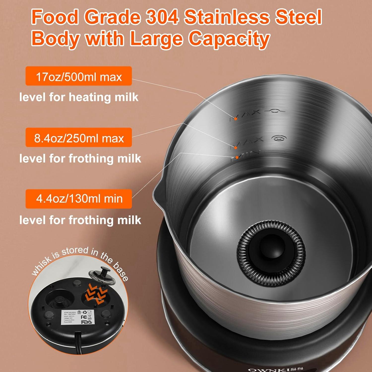 Espumador Eléctrico de Leche OWNKISS HS010-S 500ml 6-en-1