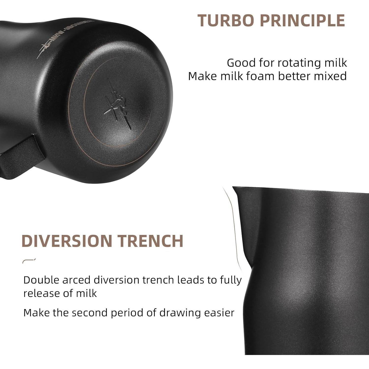 Jarra para Espumar Leche MHW-3BOMBER 450ml Negro/Oro