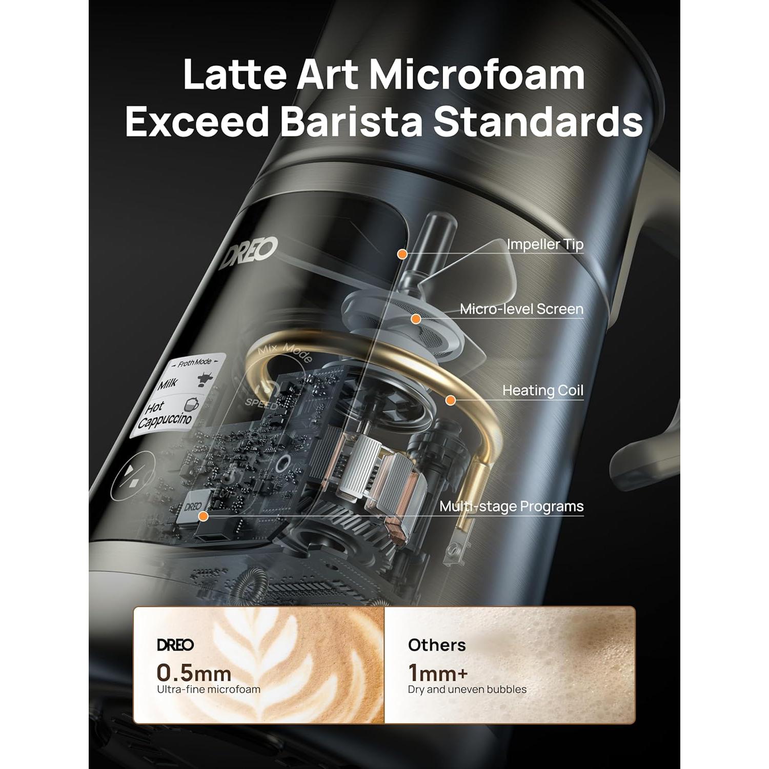 Espumador de Leche Dreo DR-KMF001 450ml Eléctrico con Pantalla LED