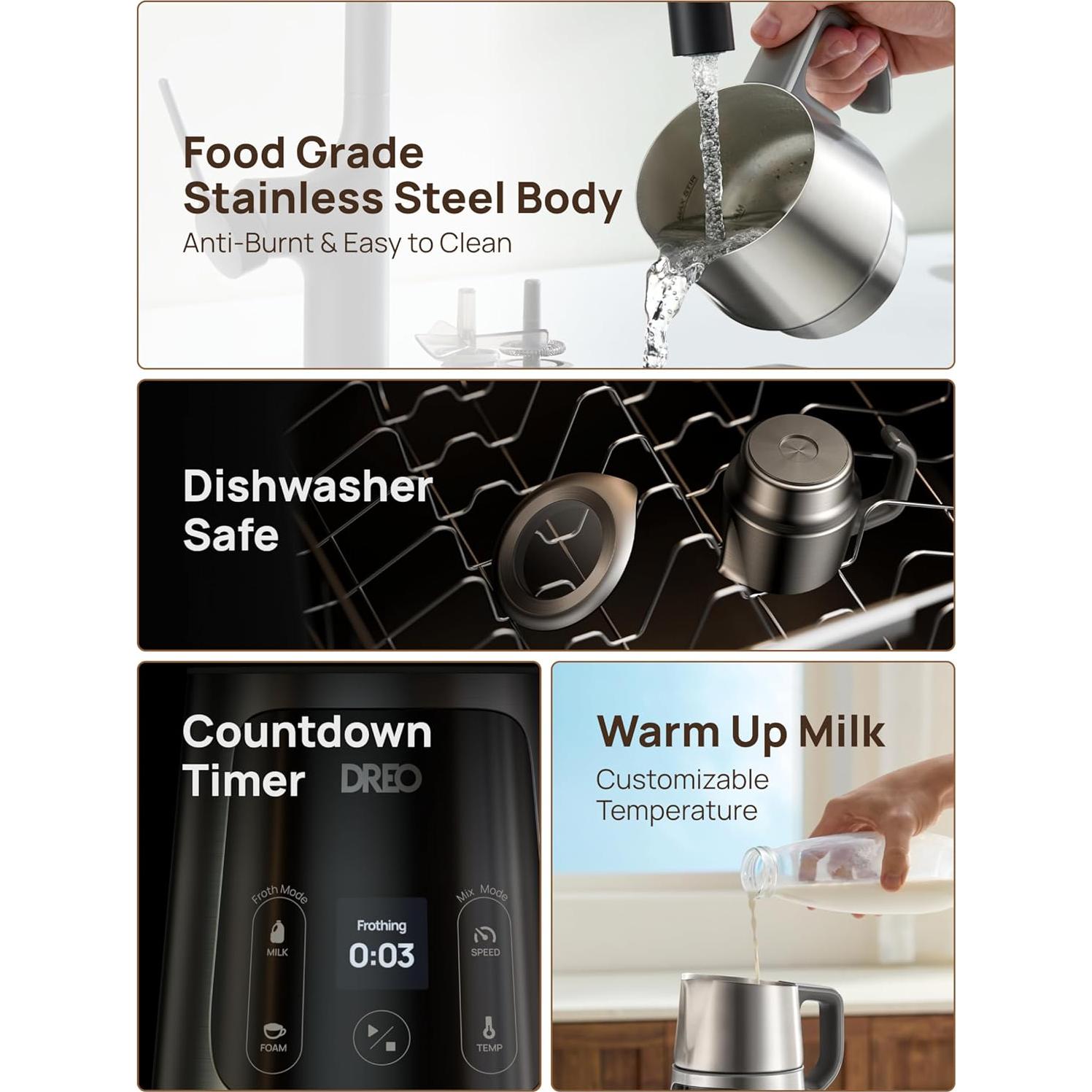 Espumador de Leche Dreo DR-KMF001 450ml Eléctrico con Pantalla LED