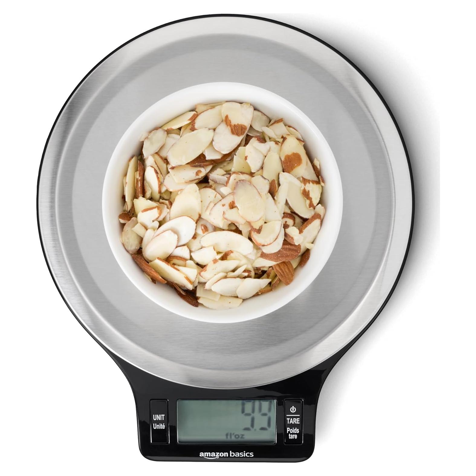 Báscula de cocina digital Amazon Basics LCD 4.99 kg acero