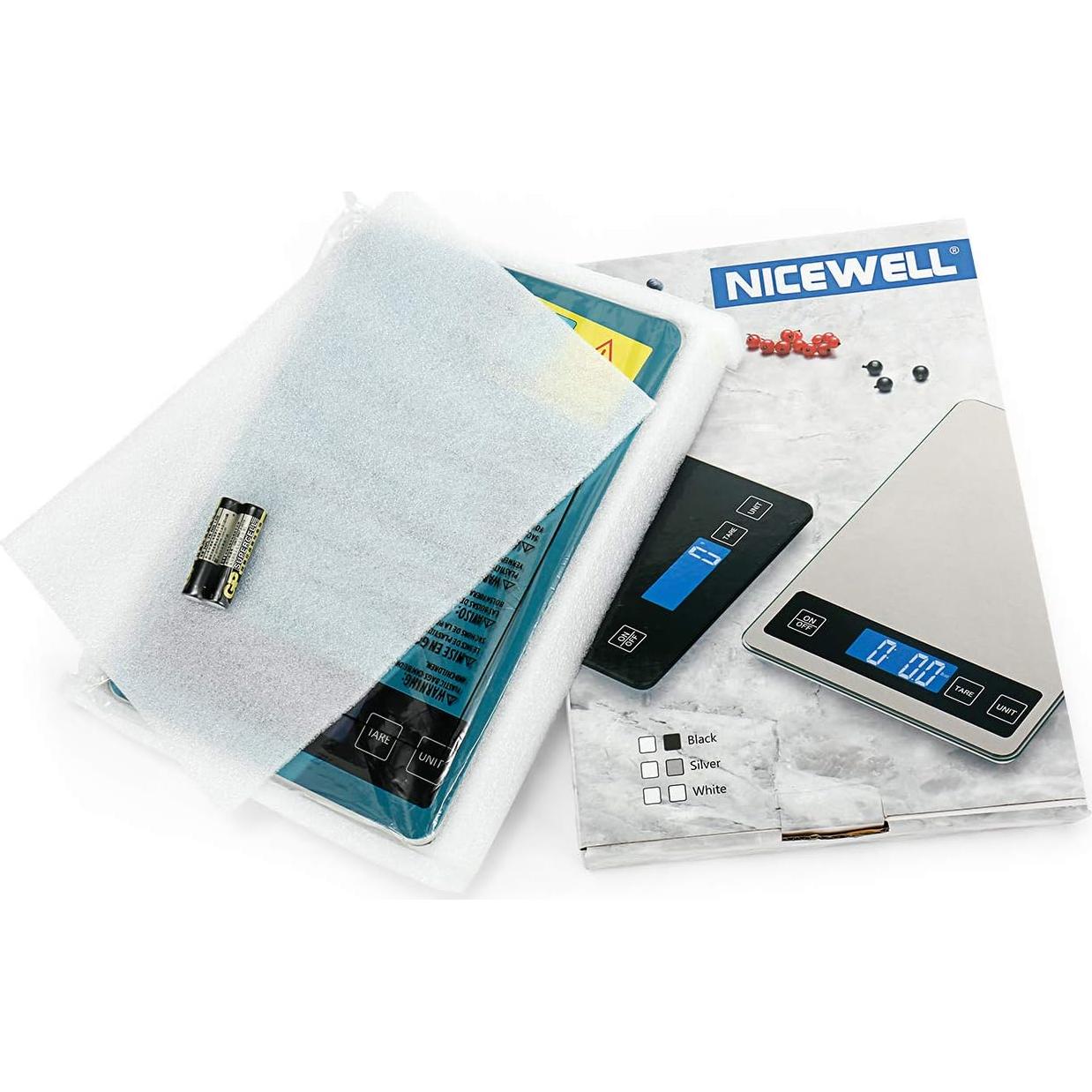 Báscula de Cocina Digital Nicewell 10kg Acero Inoxidable Plata