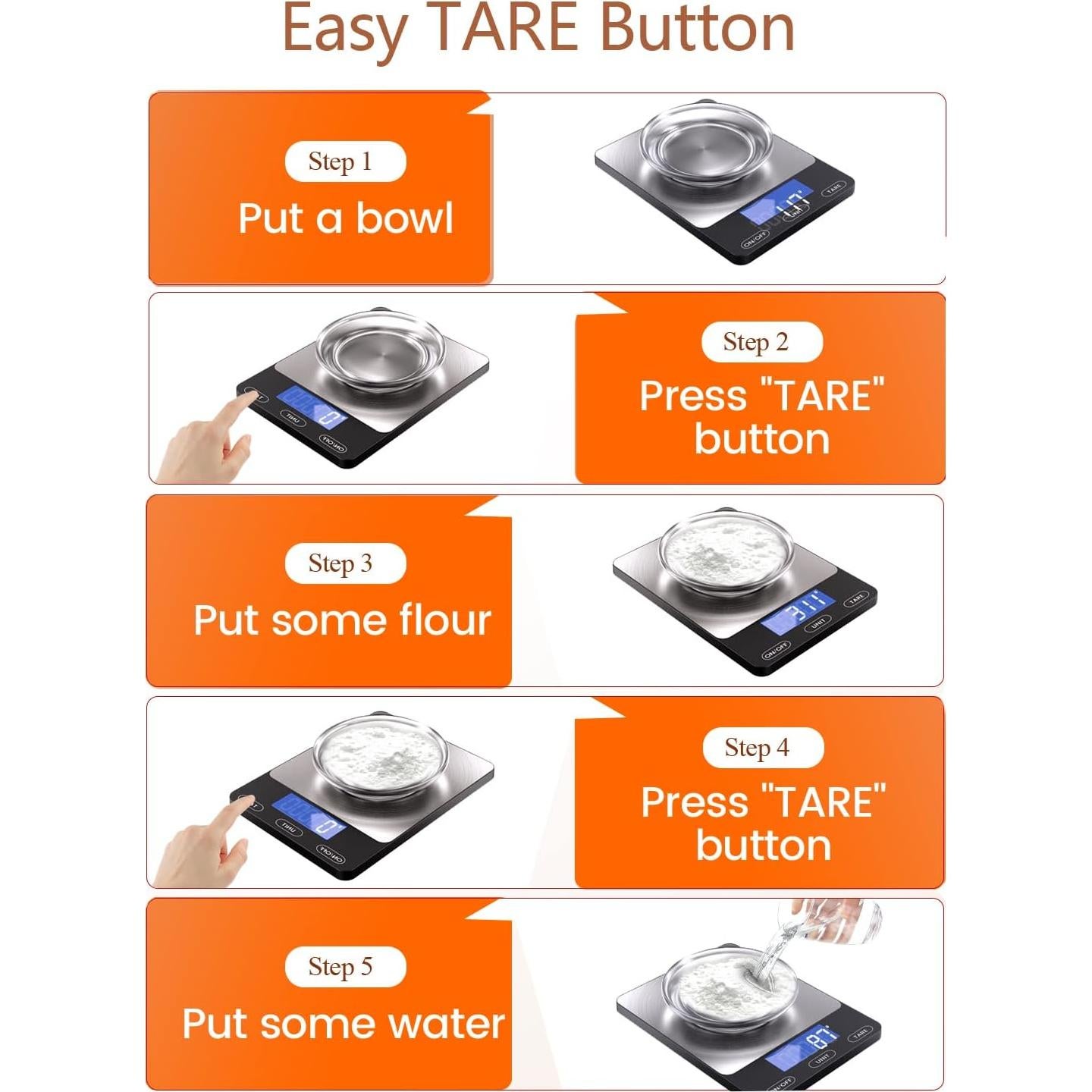 Báscula Digital de Cocina GGQ 15kg Acero Inoxidable Negra