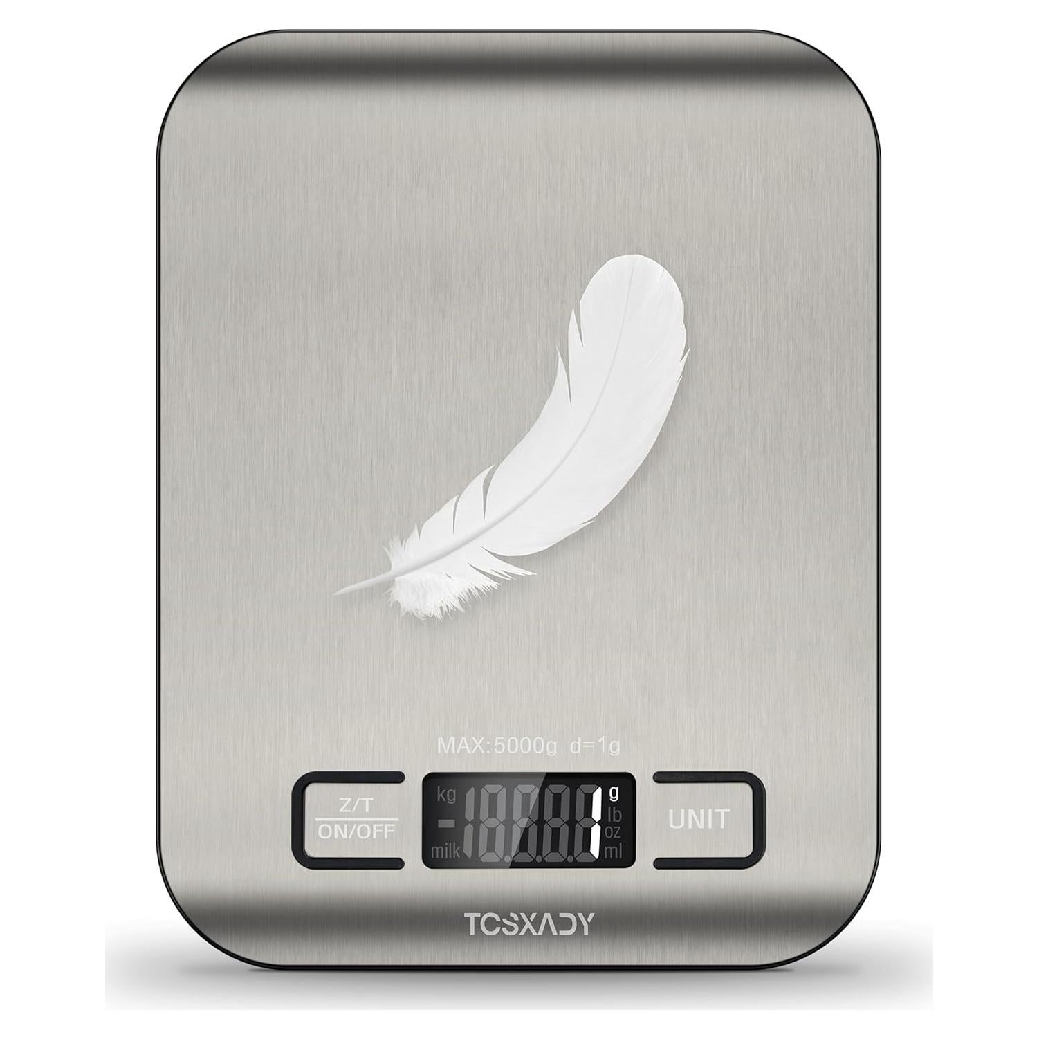 Báscula de Cocina Digital Tcsxady 5kg Acero Inoxidable LCD