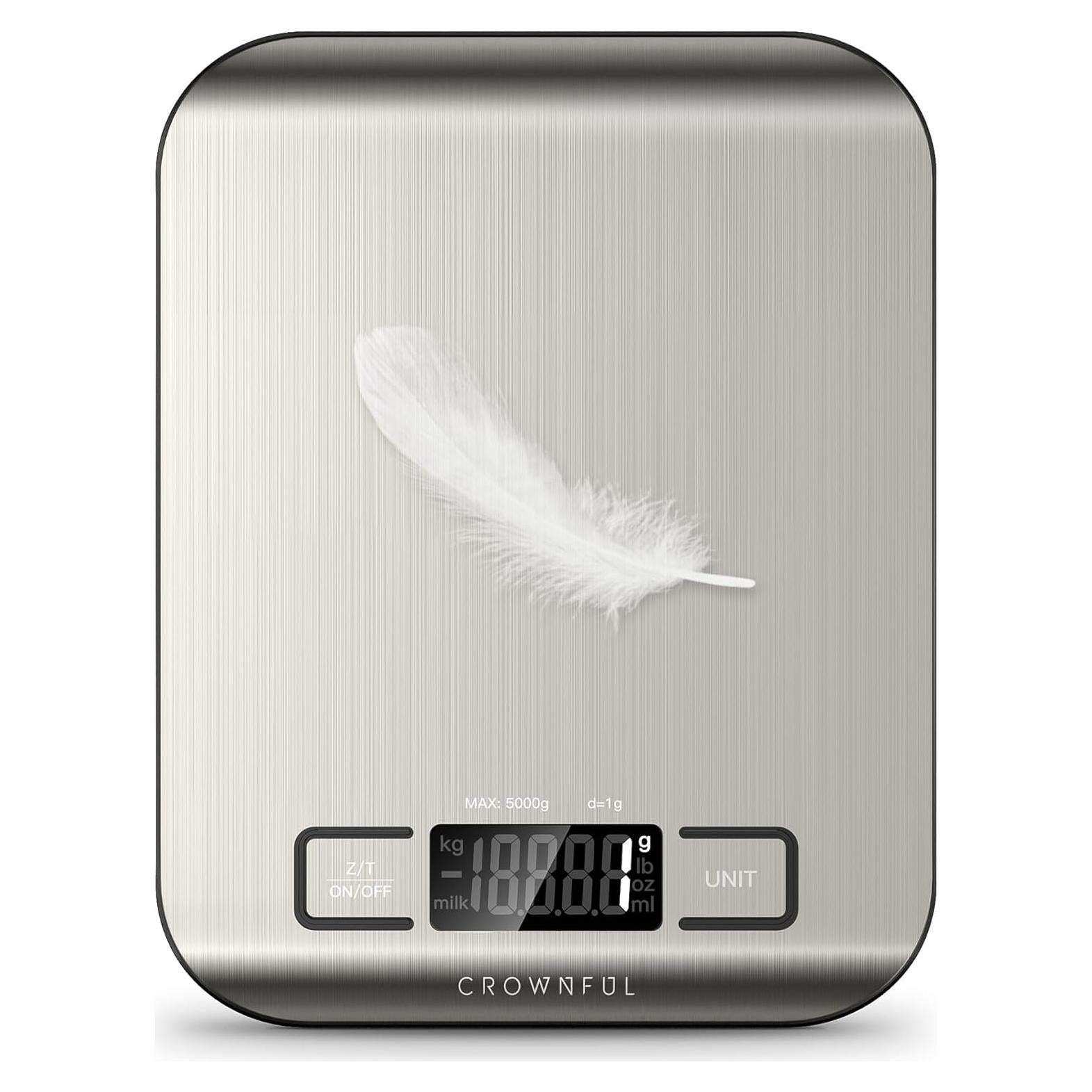 Balanza de Cocina Digital CROWNFUL 5 kg Acero Inoxidable LCD
