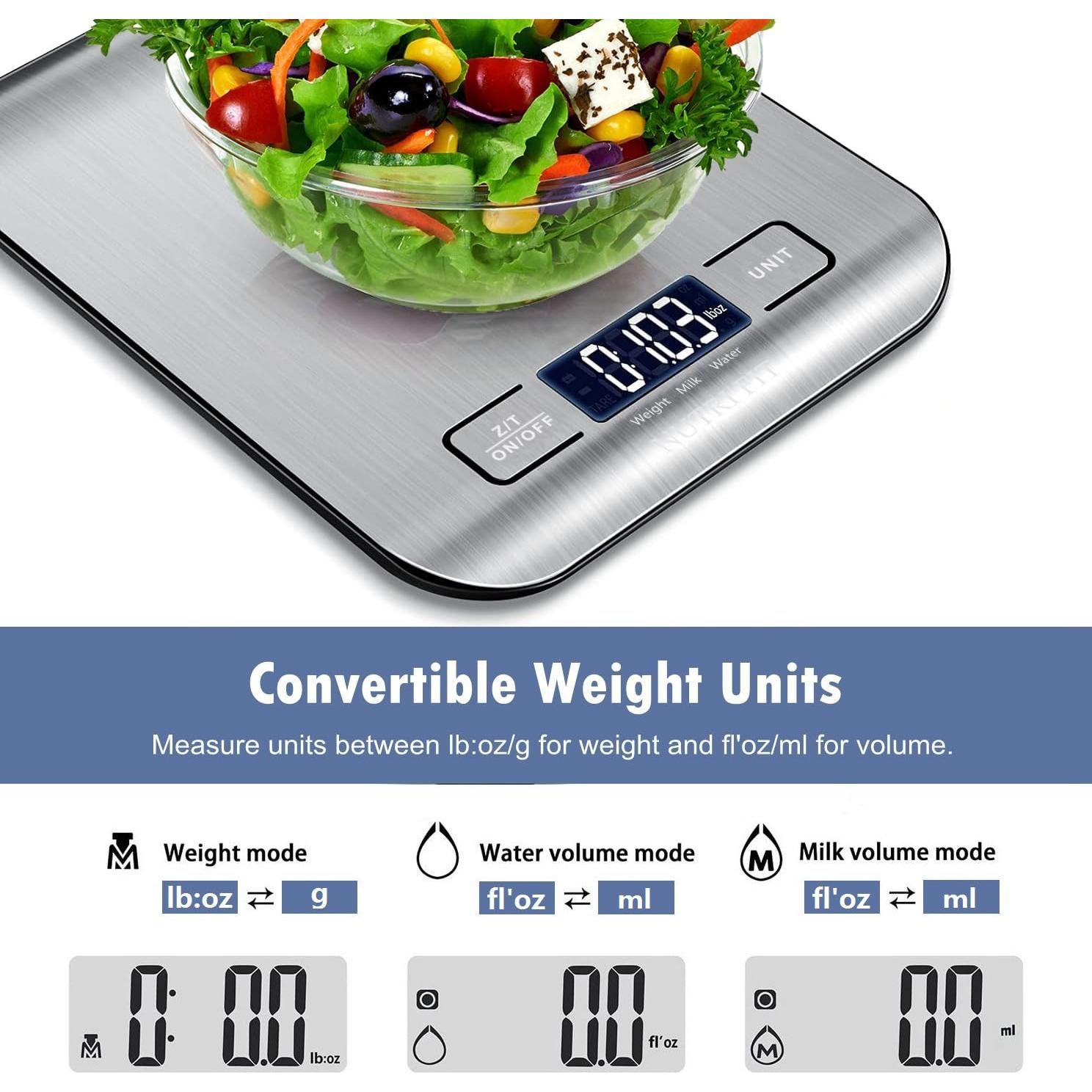 Báscula Digital de Cocina NUTRI FIT 5kg Acero Inoxidable