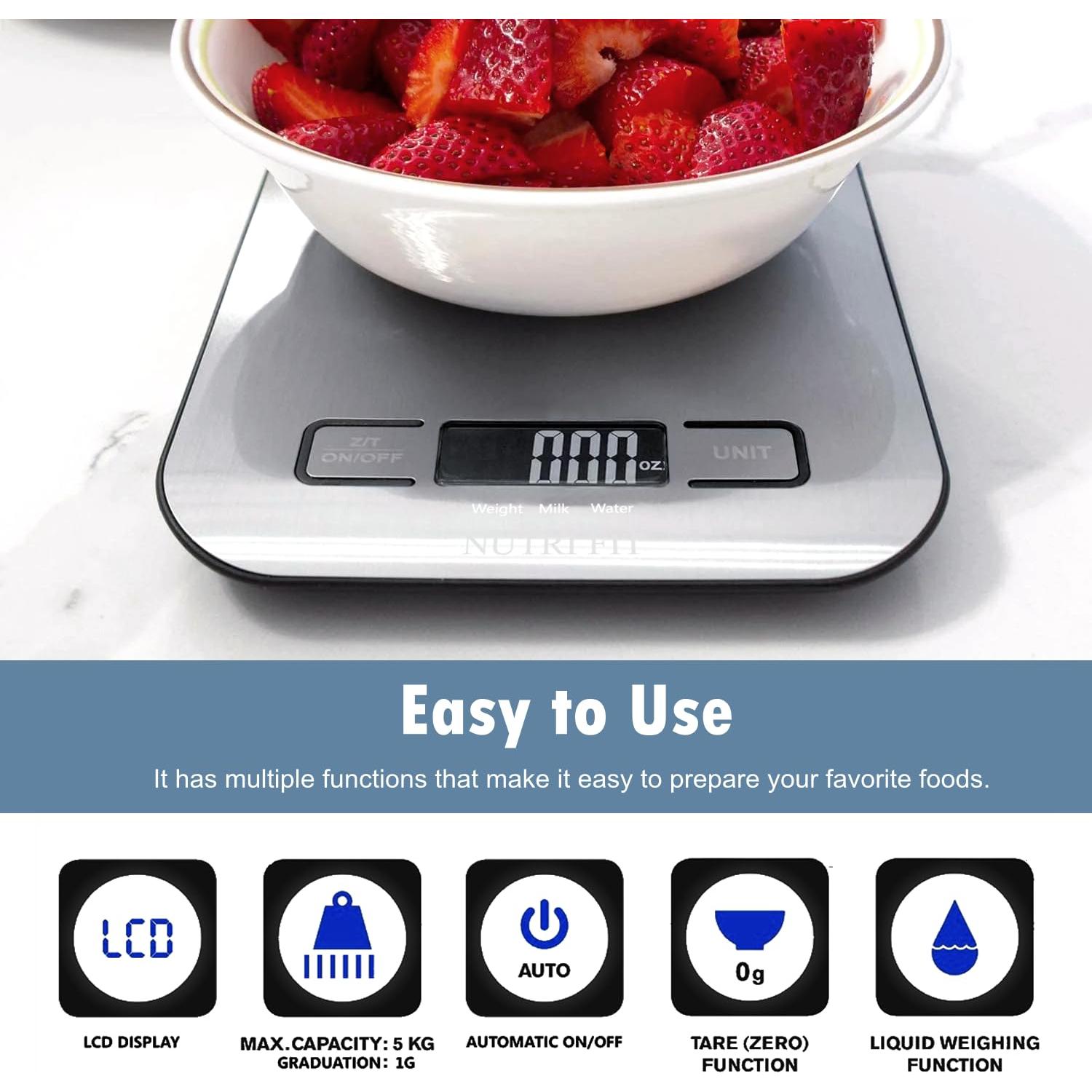 Báscula Digital de Cocina NUTRI FIT 5kg Acero Inoxidable
