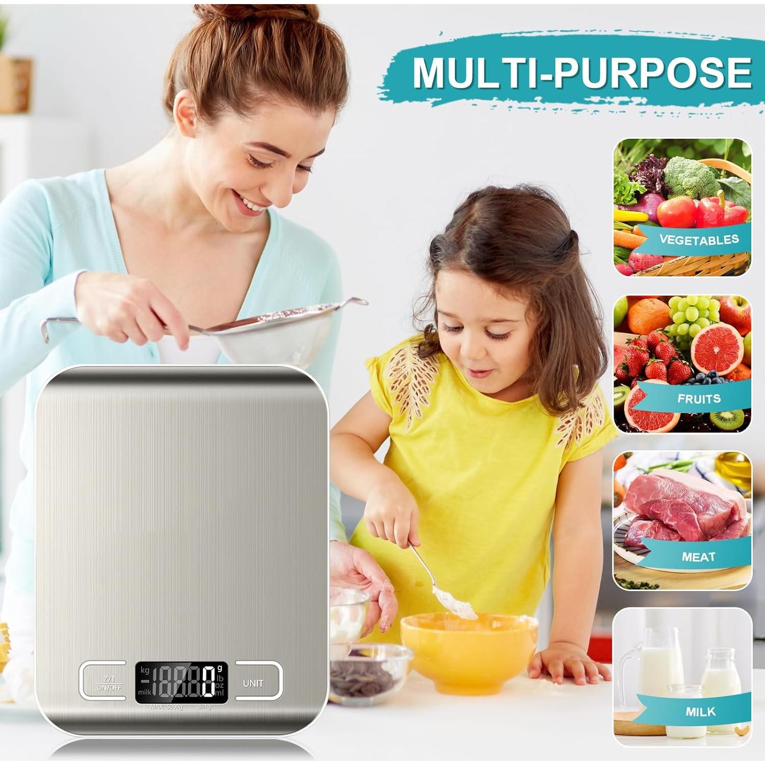 Báscula Digital de Cocina SOYOK 5kg Acero Inoxidable LCD