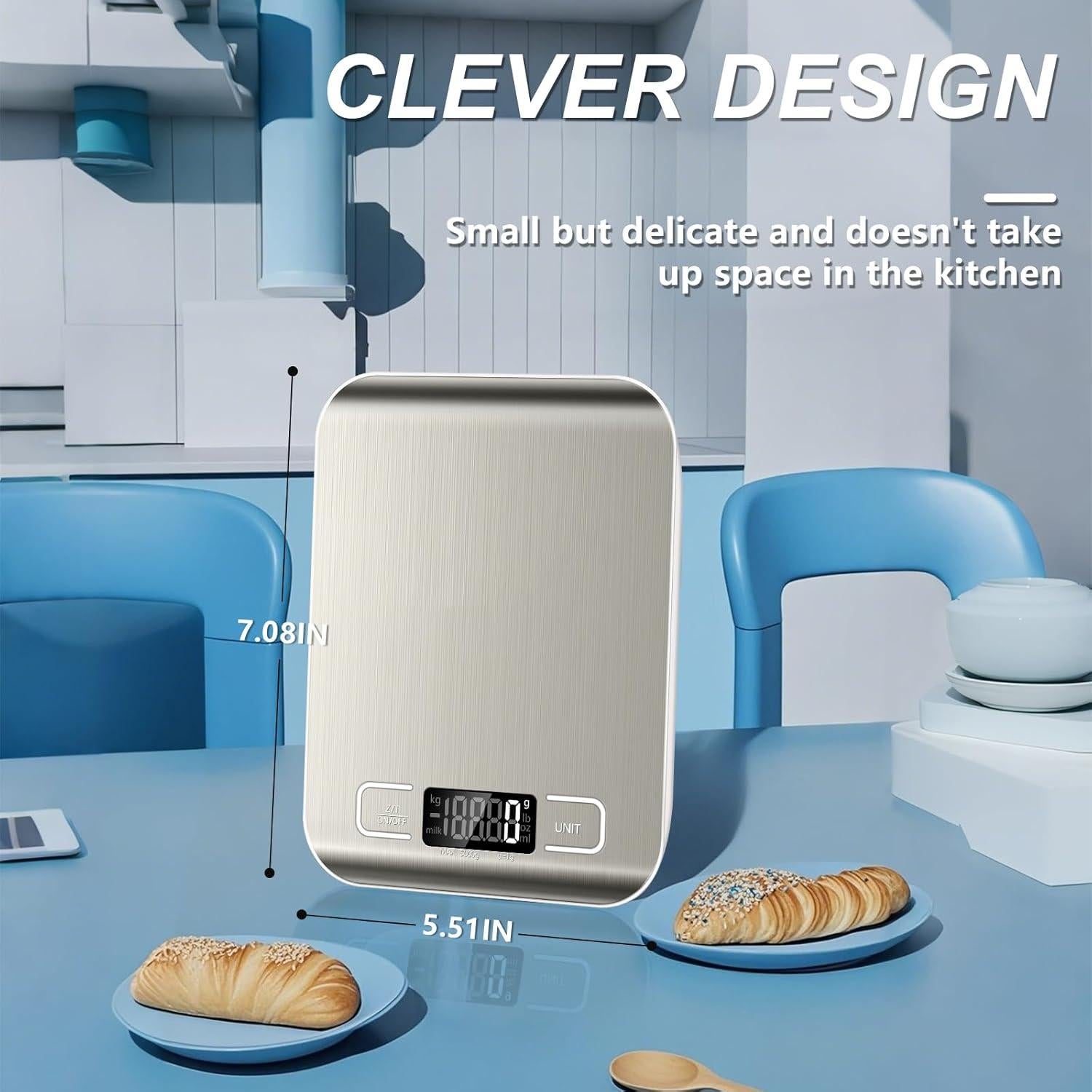 Báscula Digital de Cocina SOYOK 5kg Acero Inoxidable LCD