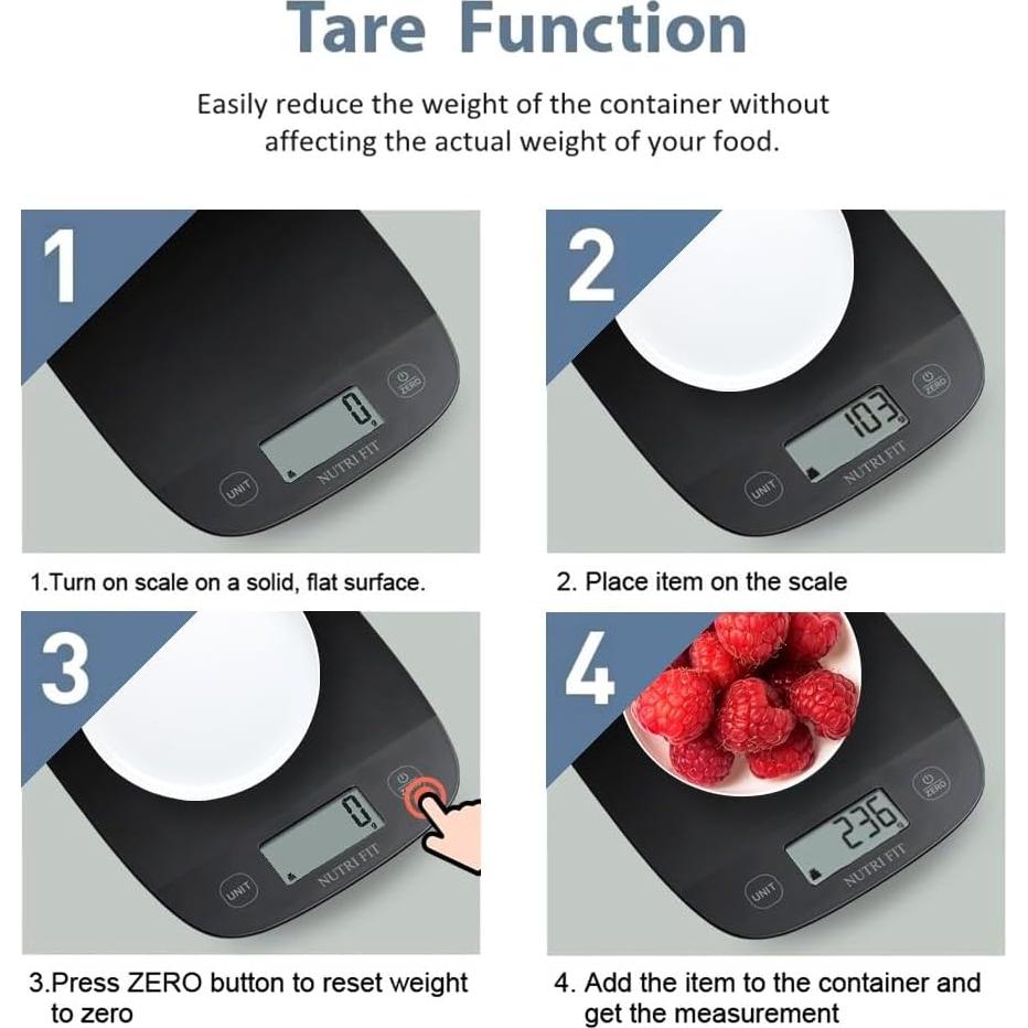 Balanza de Cocina Digital NUTRI FIT 5kg Precisa Tare Inteligente