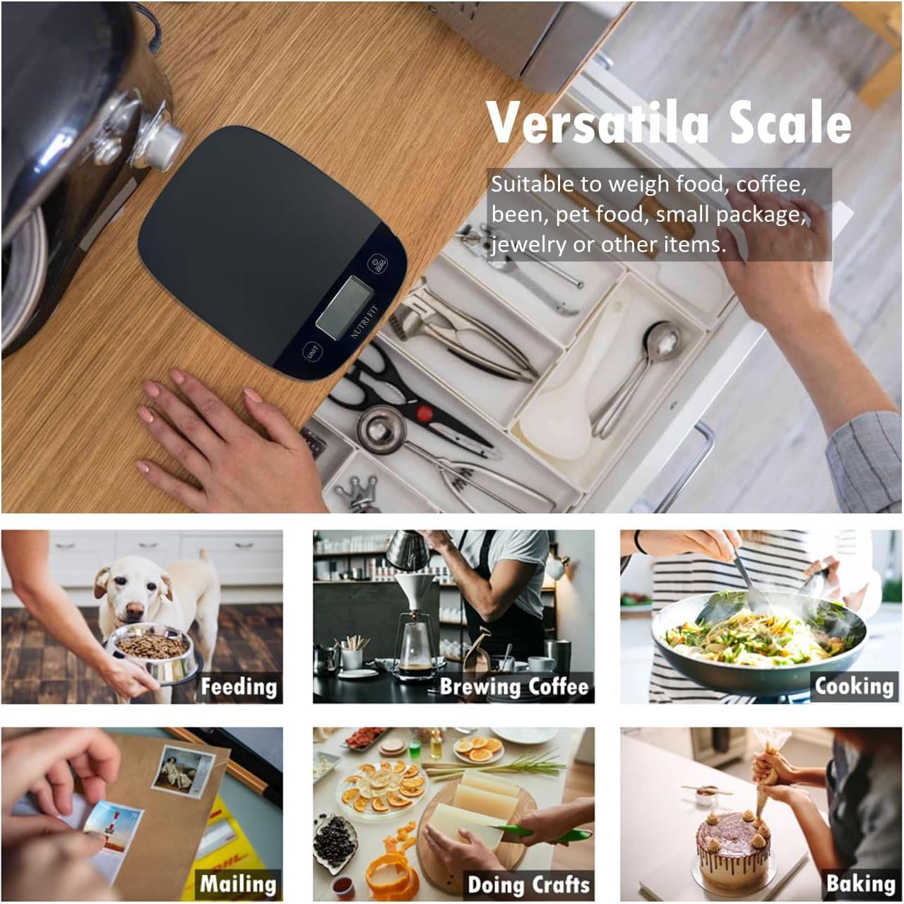 Balanza de Cocina Digital NUTRI FIT 5kg Precisa Tare Inteligente