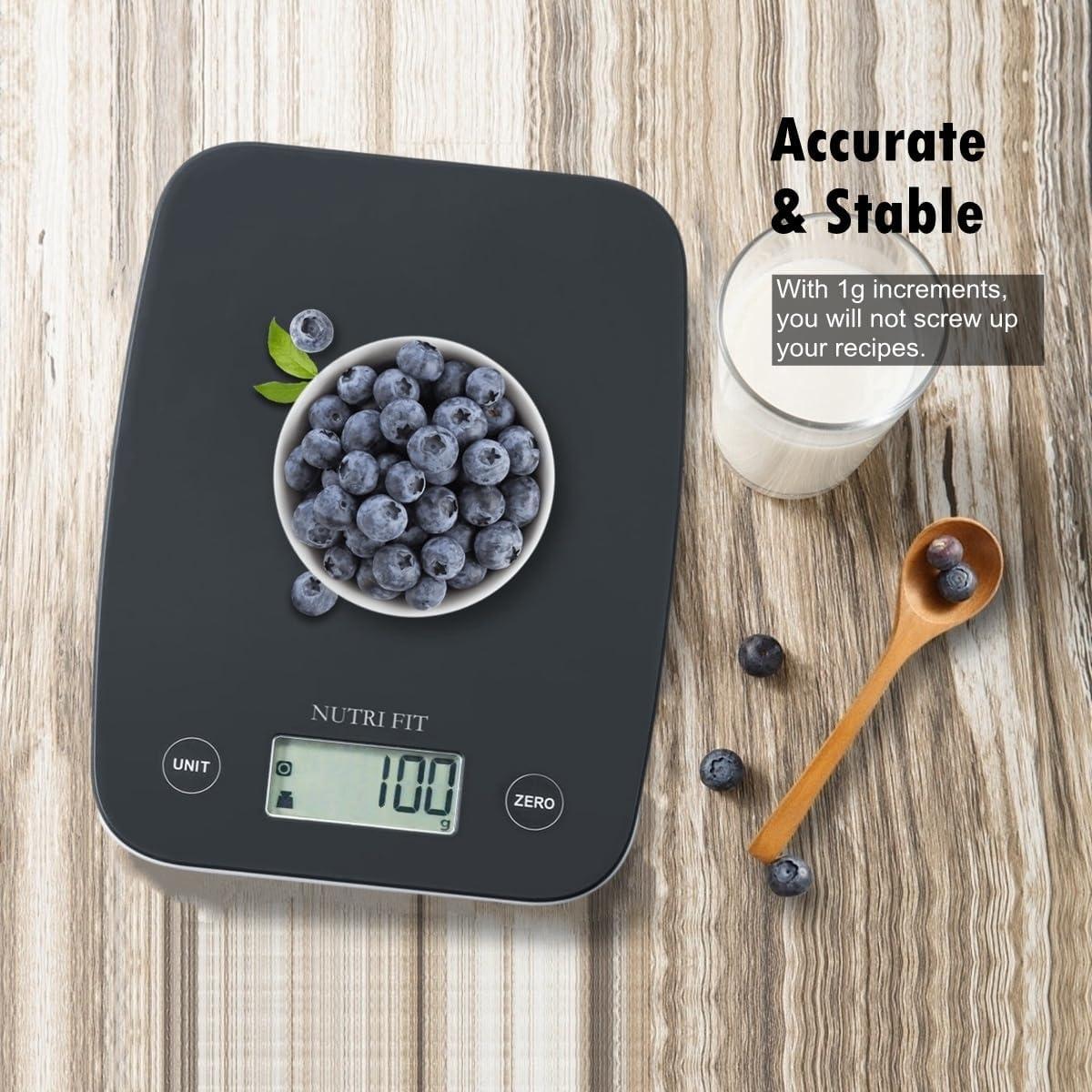 Balanza Digital de Cocina NUTRI FIT 5kg Precisión 0.1g LCD