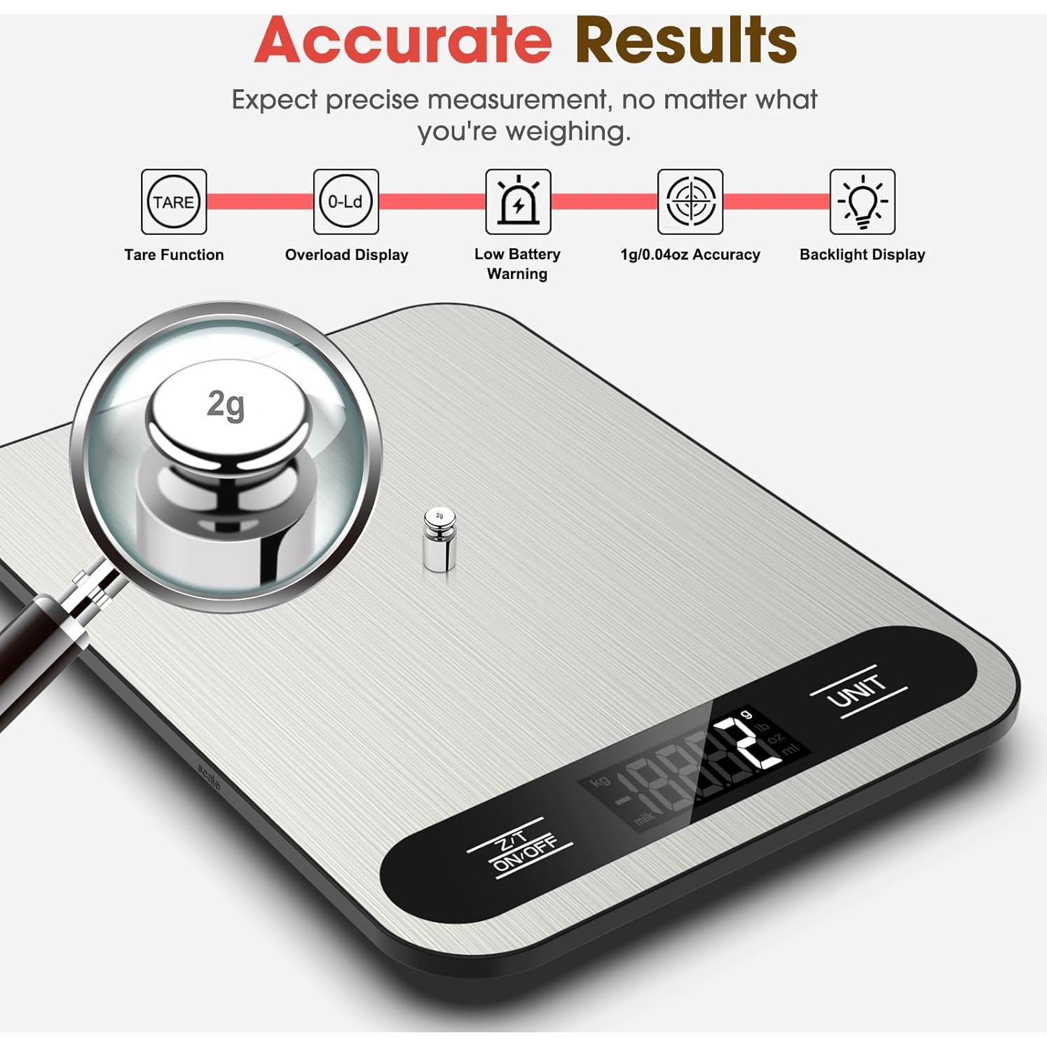 Balanza de Cocina Digital Mik-Nana 10kg Acero Inoxidable LCD