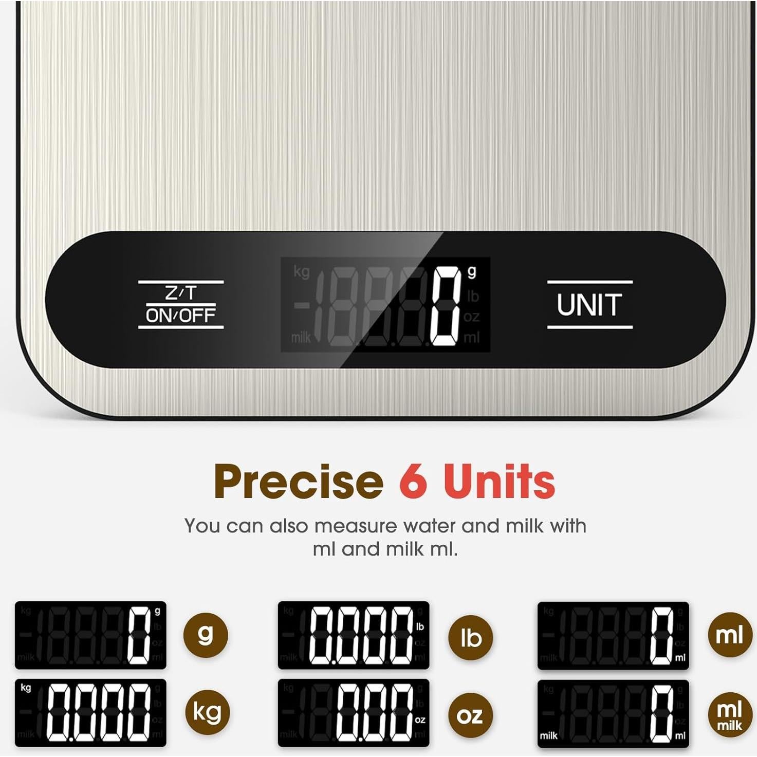 Balanza de Cocina Digital Mik-Nana 10kg Acero Inoxidable LCD