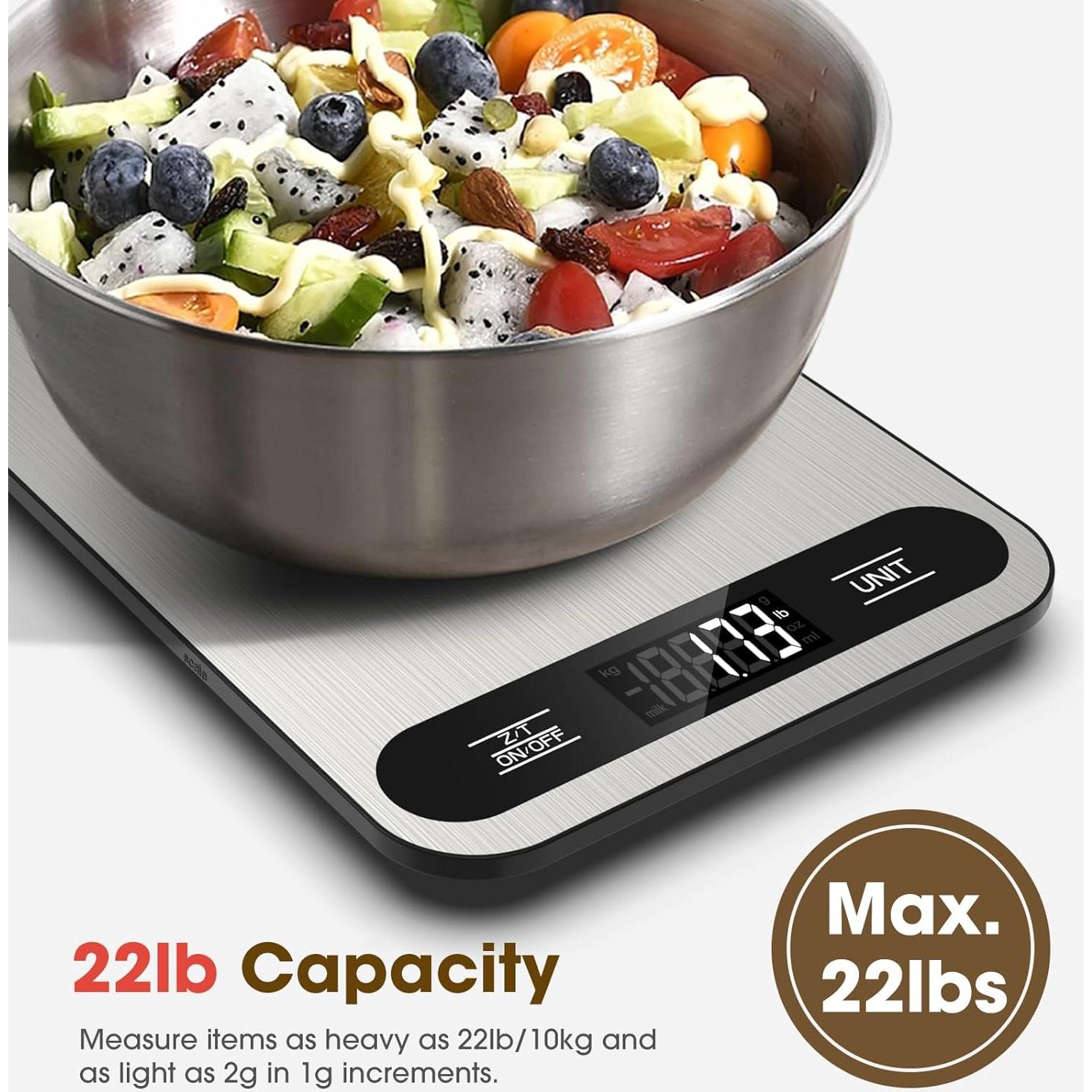 Balanza de Cocina Digital Mik-Nana 10kg Acero Inoxidable LCD
