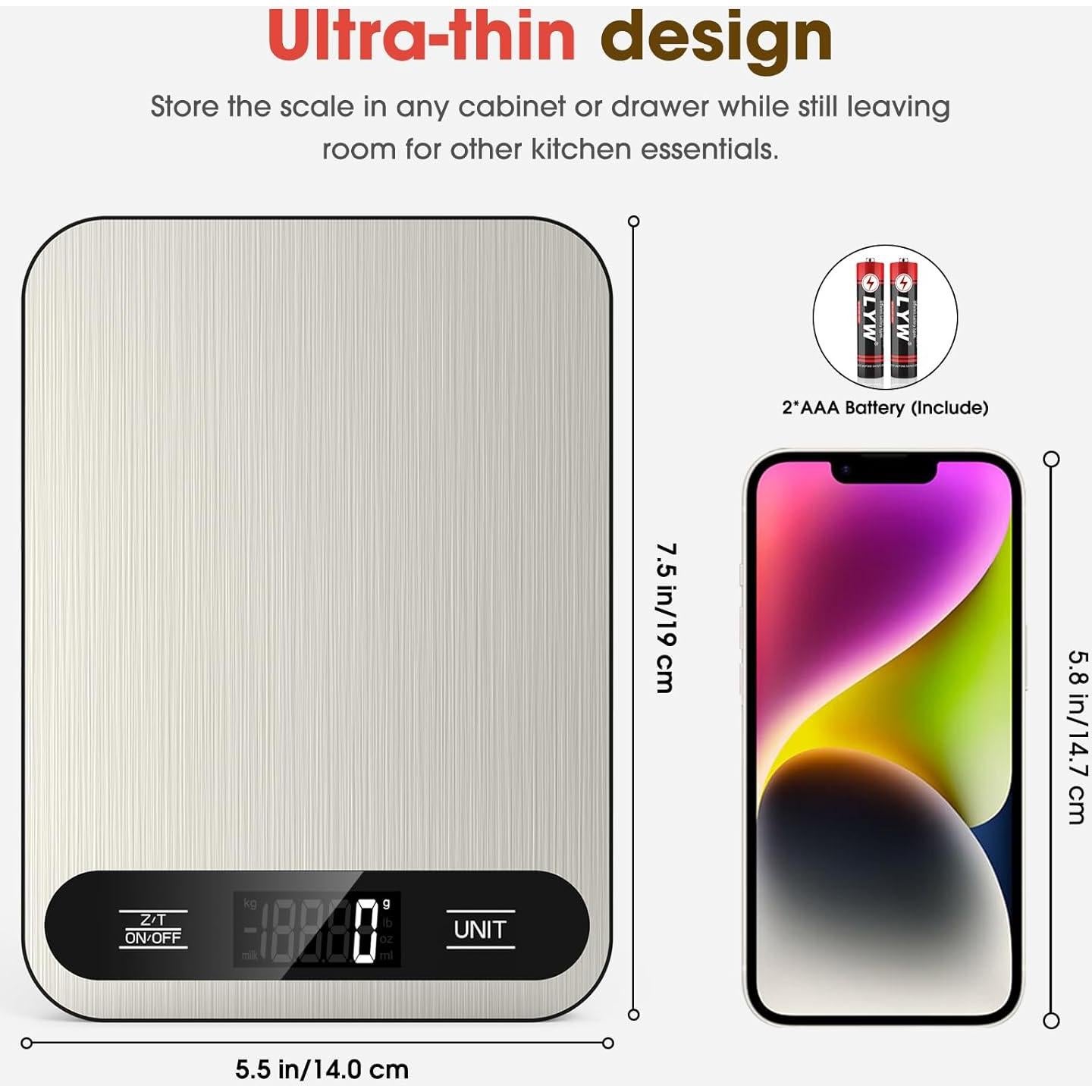 Balanza de Cocina Digital Mik-Nana 10kg Acero Inoxidable LCD