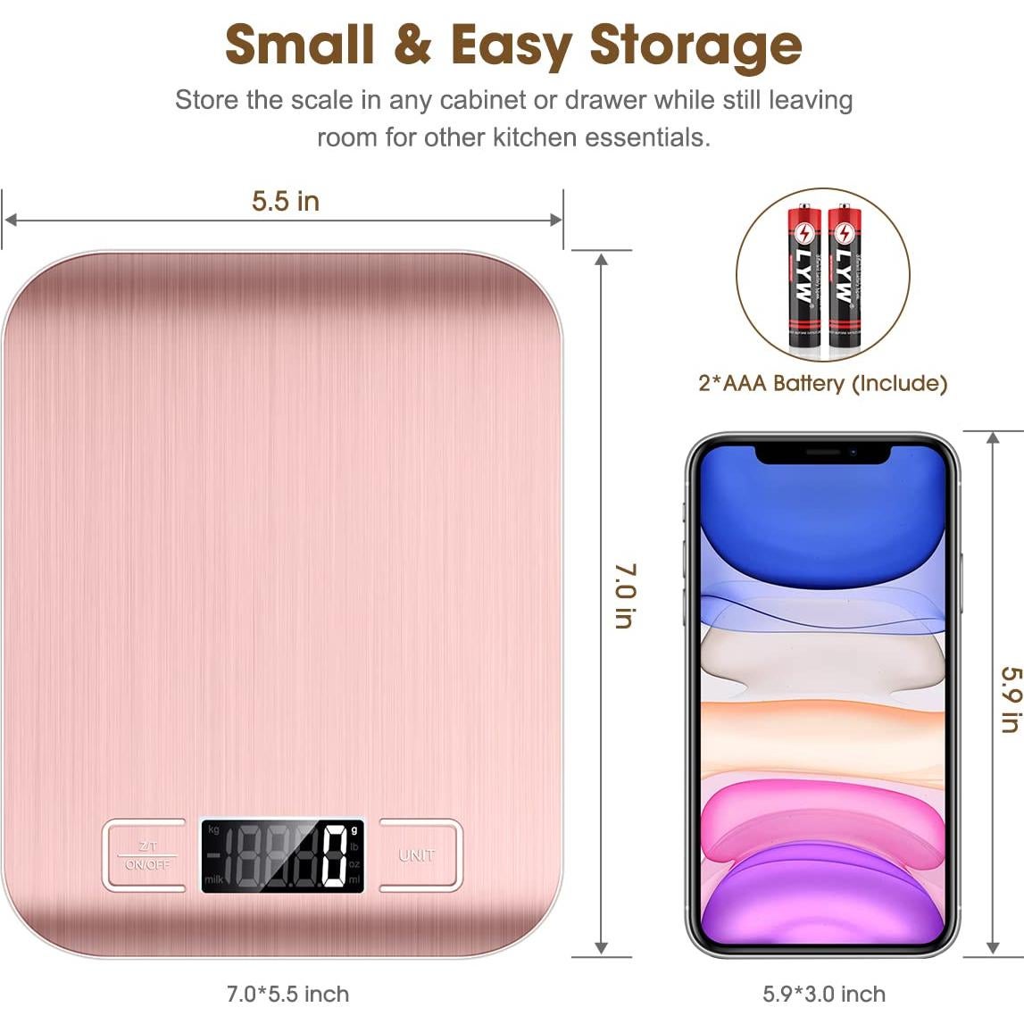 Balanza de Cocina Digital Mik-Nana Rosa 10kg 1g Precisión