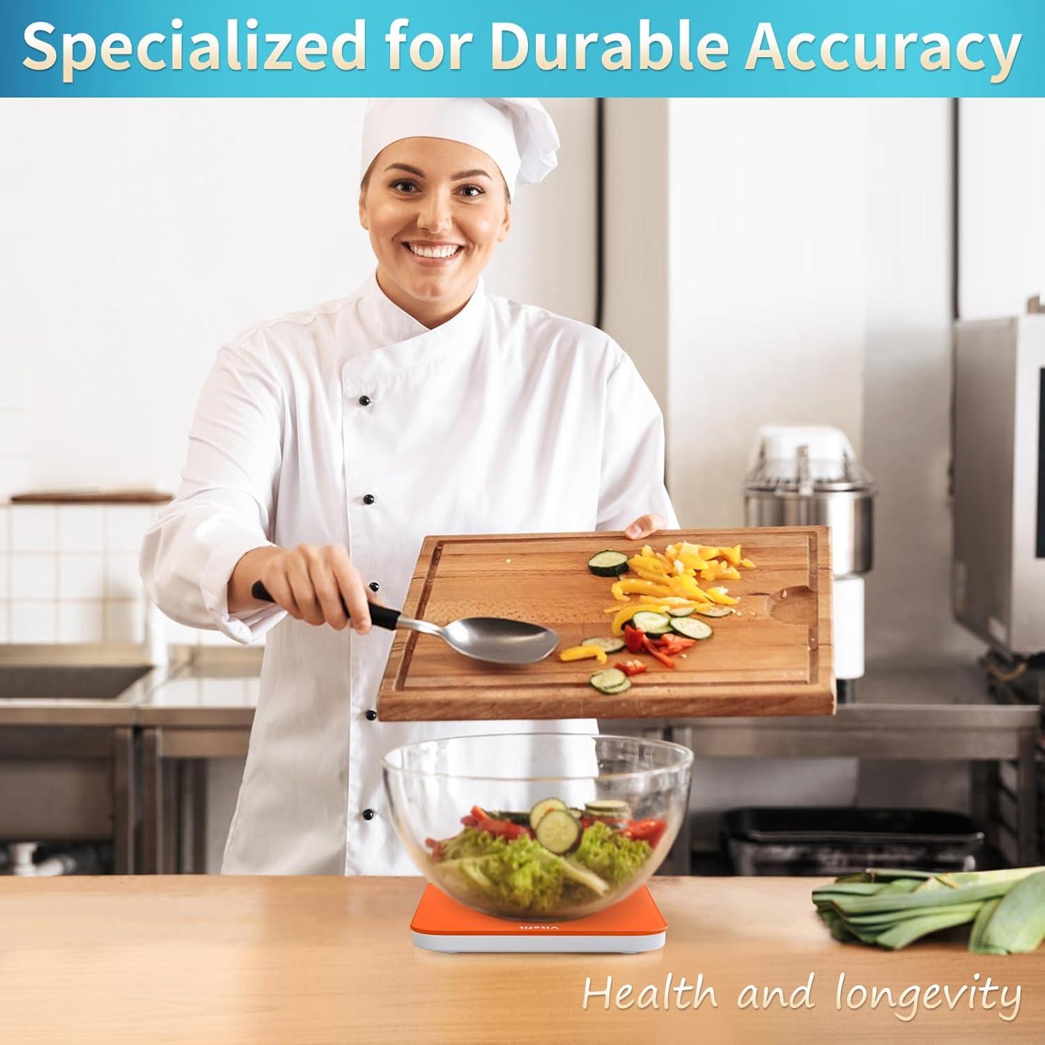 Balanza Digital de Cocina Vitafit 15kg Alta Precisión LED Naranja