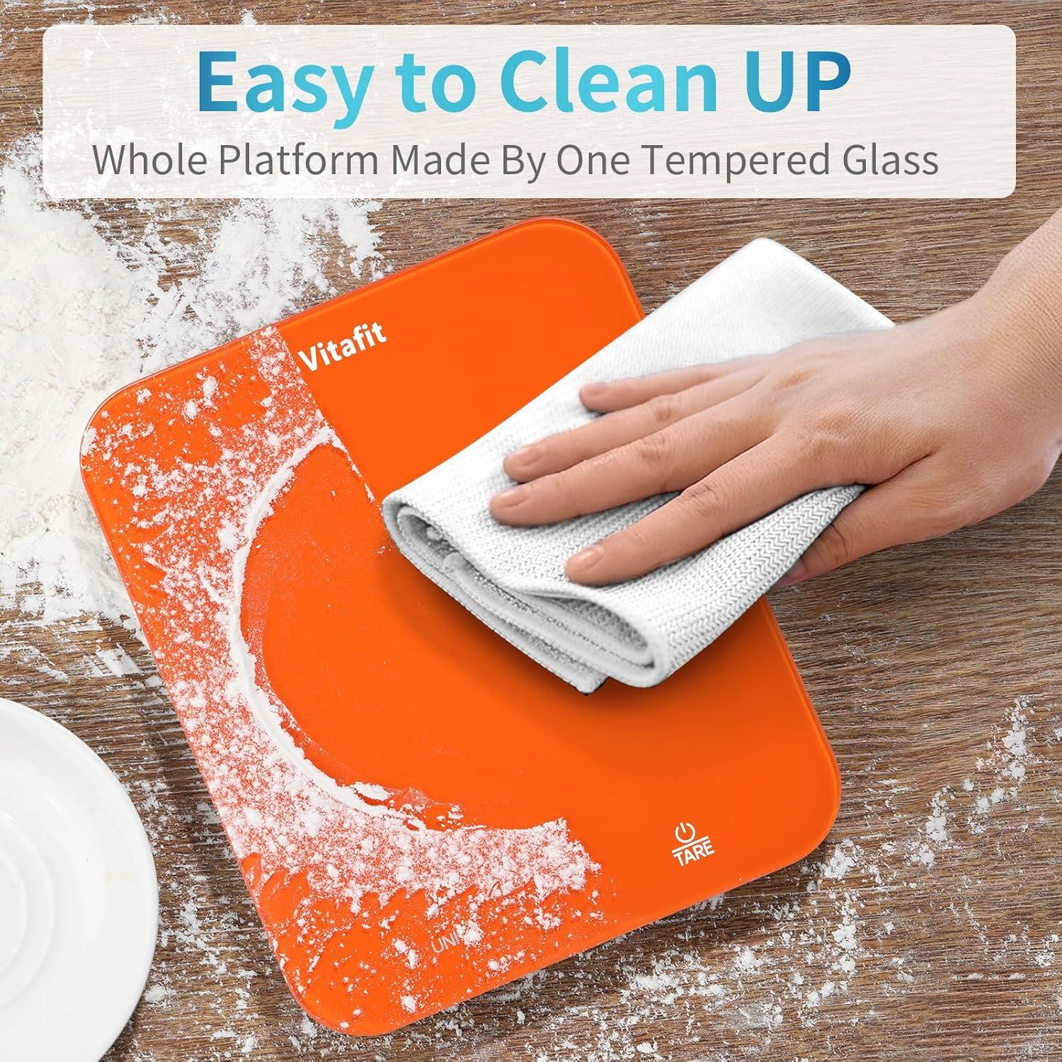 Balanza Digital de Cocina Vitafit 15kg Alta Precisión LED Naranja