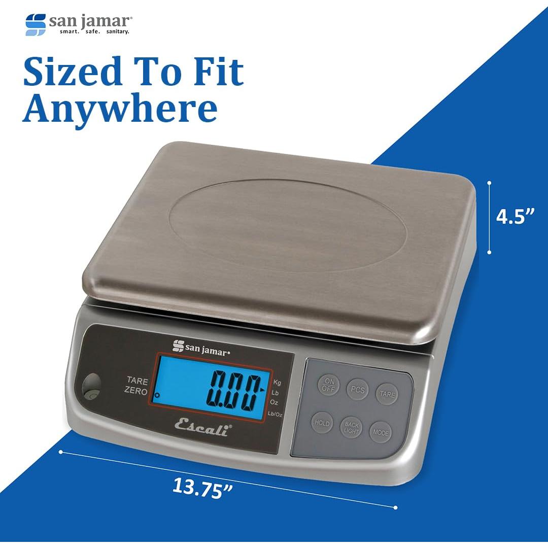 Báscula Digital San Jamar 30kg Acero Inoxidable para Cocina