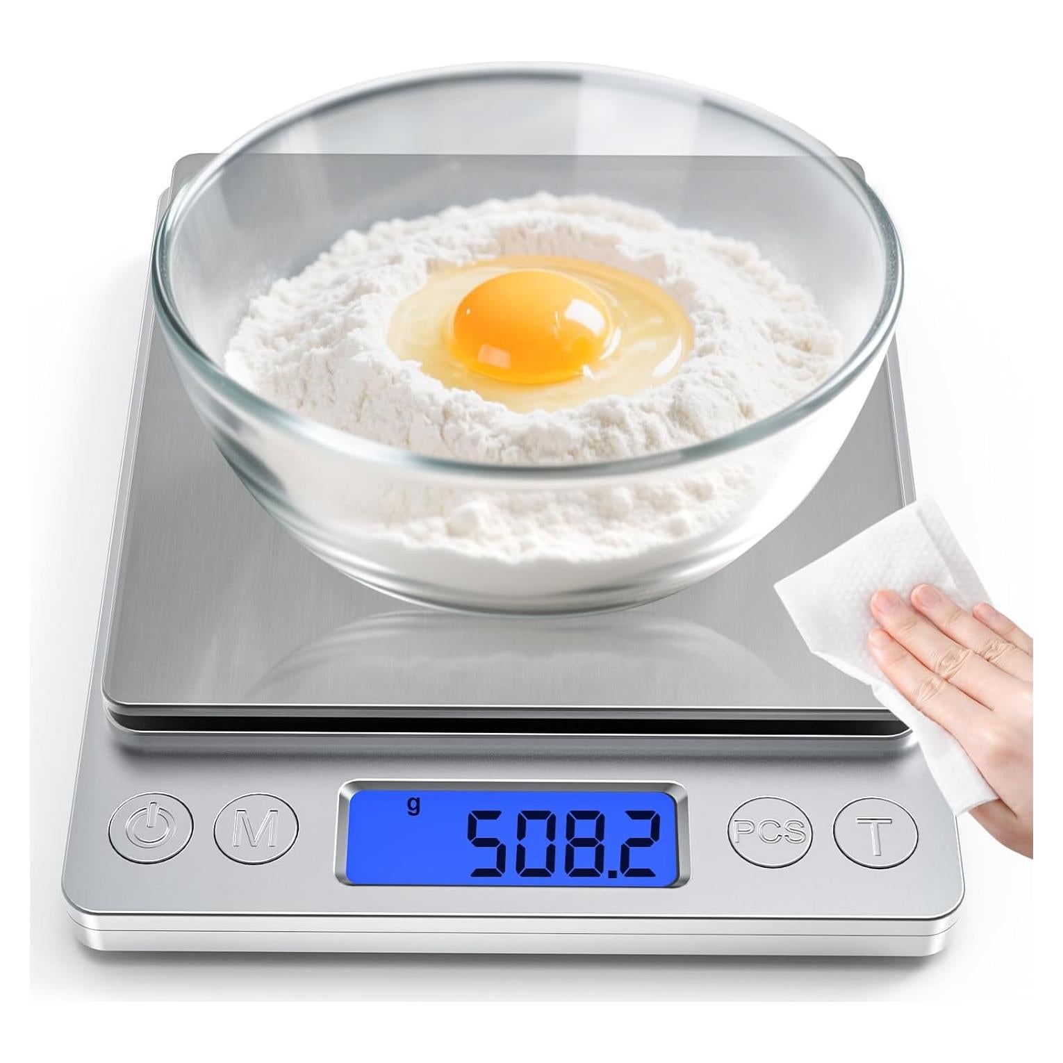 Báscula Digital Recargable de Cocina JPDS-01 3kg con Bandeja