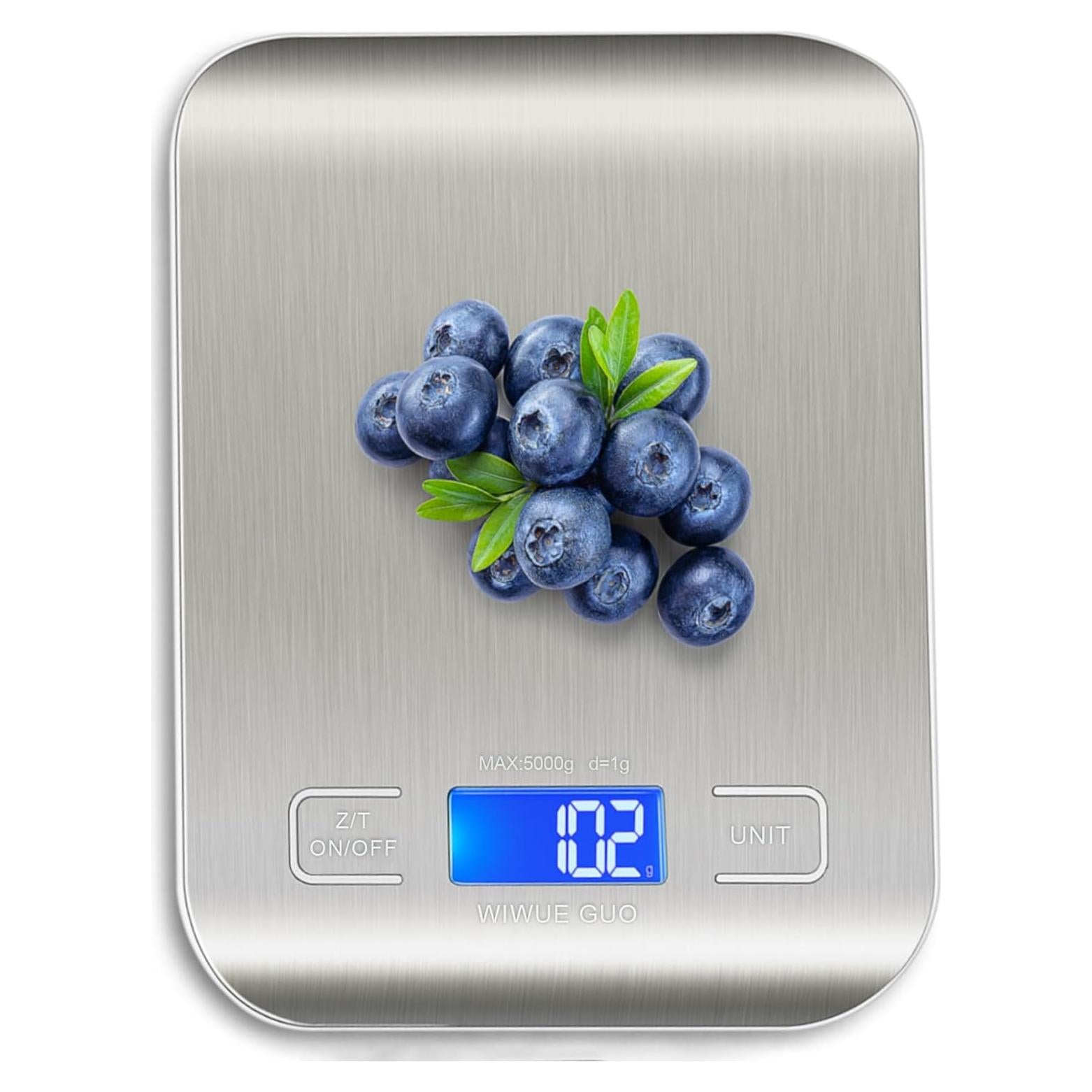 Báscula de Cocina WIWUE GUO 4.99 kg Acero Inoxidable LCD