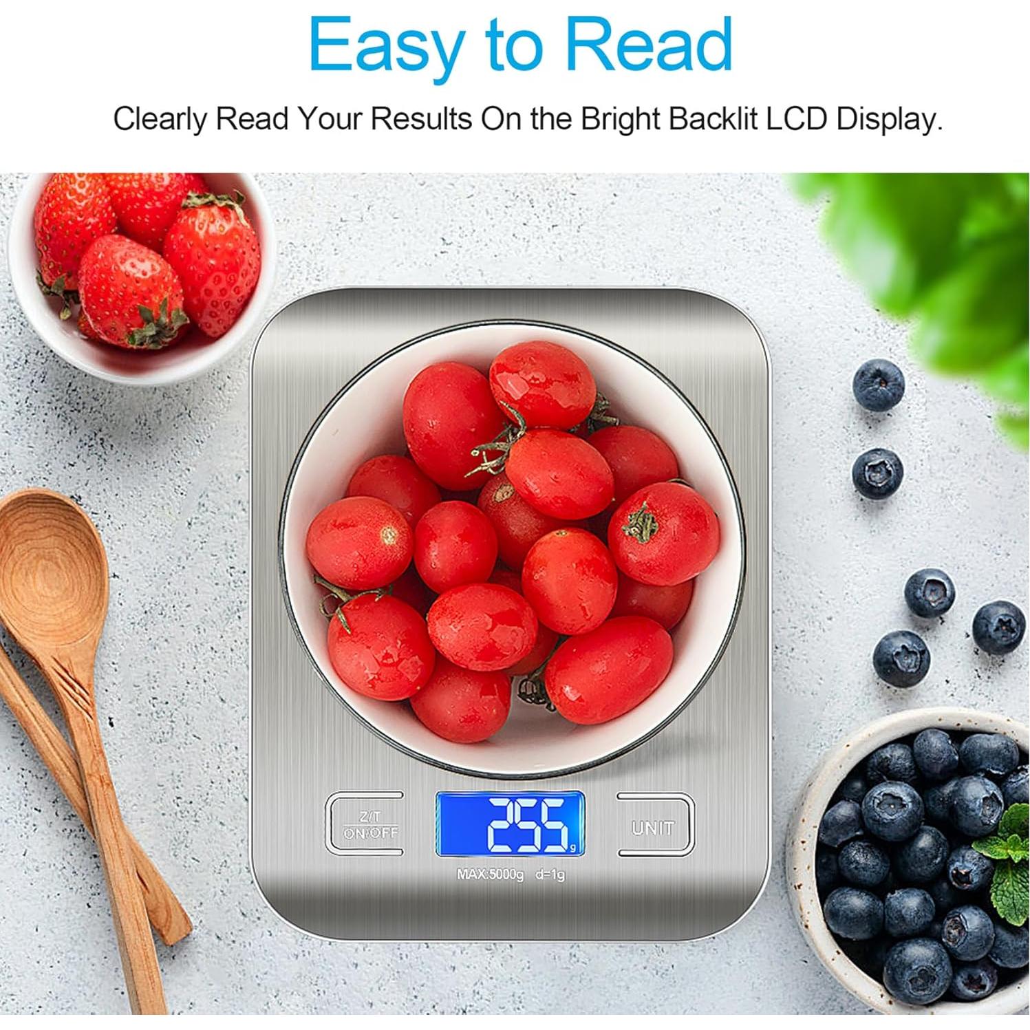 Báscula de Cocina WIWUE GUO 4.99 kg Acero Inoxidable LCD