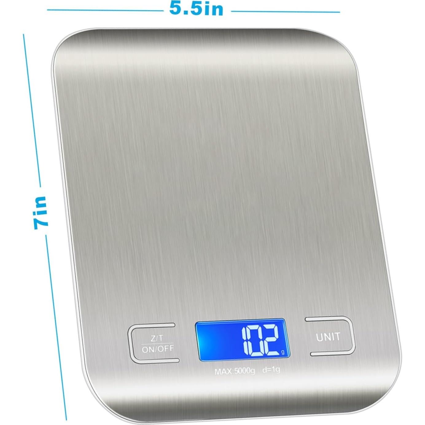 Báscula de Cocina WIWUE GUO 4.99 kg Acero Inoxidable LCD