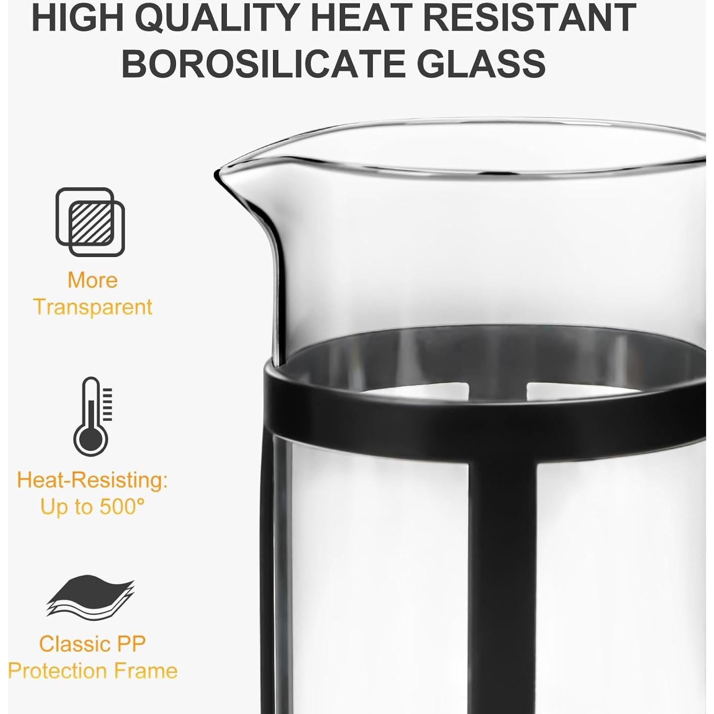 Prensa Francesa Chiallco 355ml Vidrio Borosilicato Negro