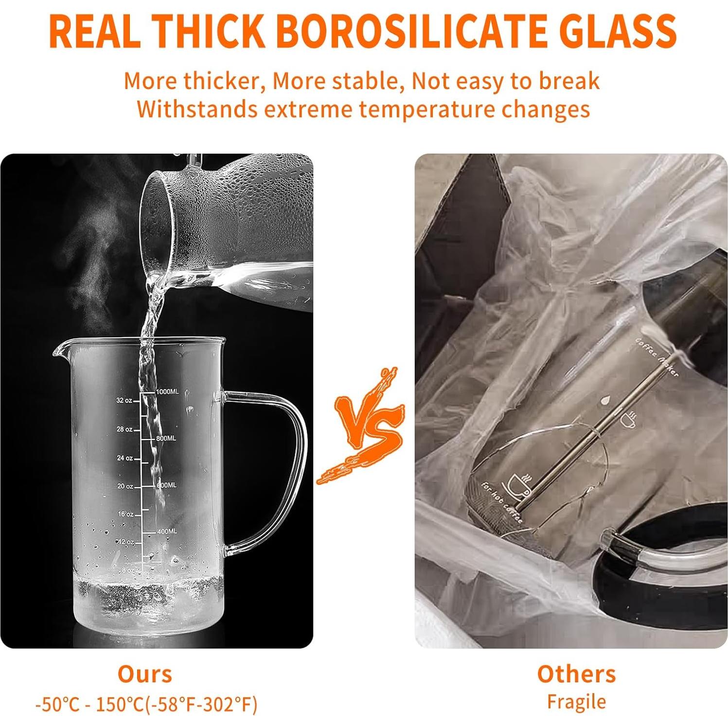 Cafetera Prensa Francesa wedrink 1000ml Vidrio Borosilicato