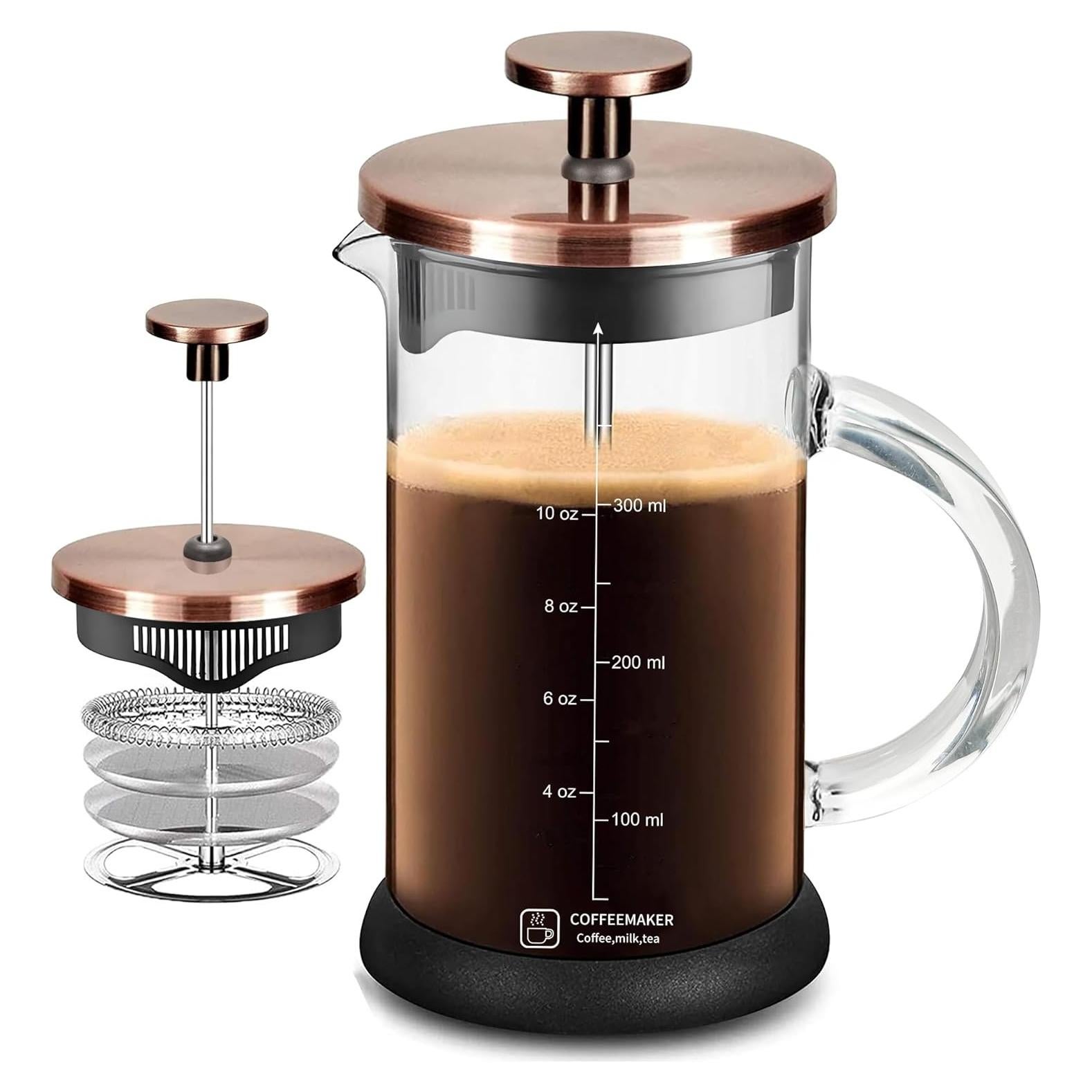 Prensa Francesa YMMIND 12oz Acero Inoxidable y Vidrio Borosilicato