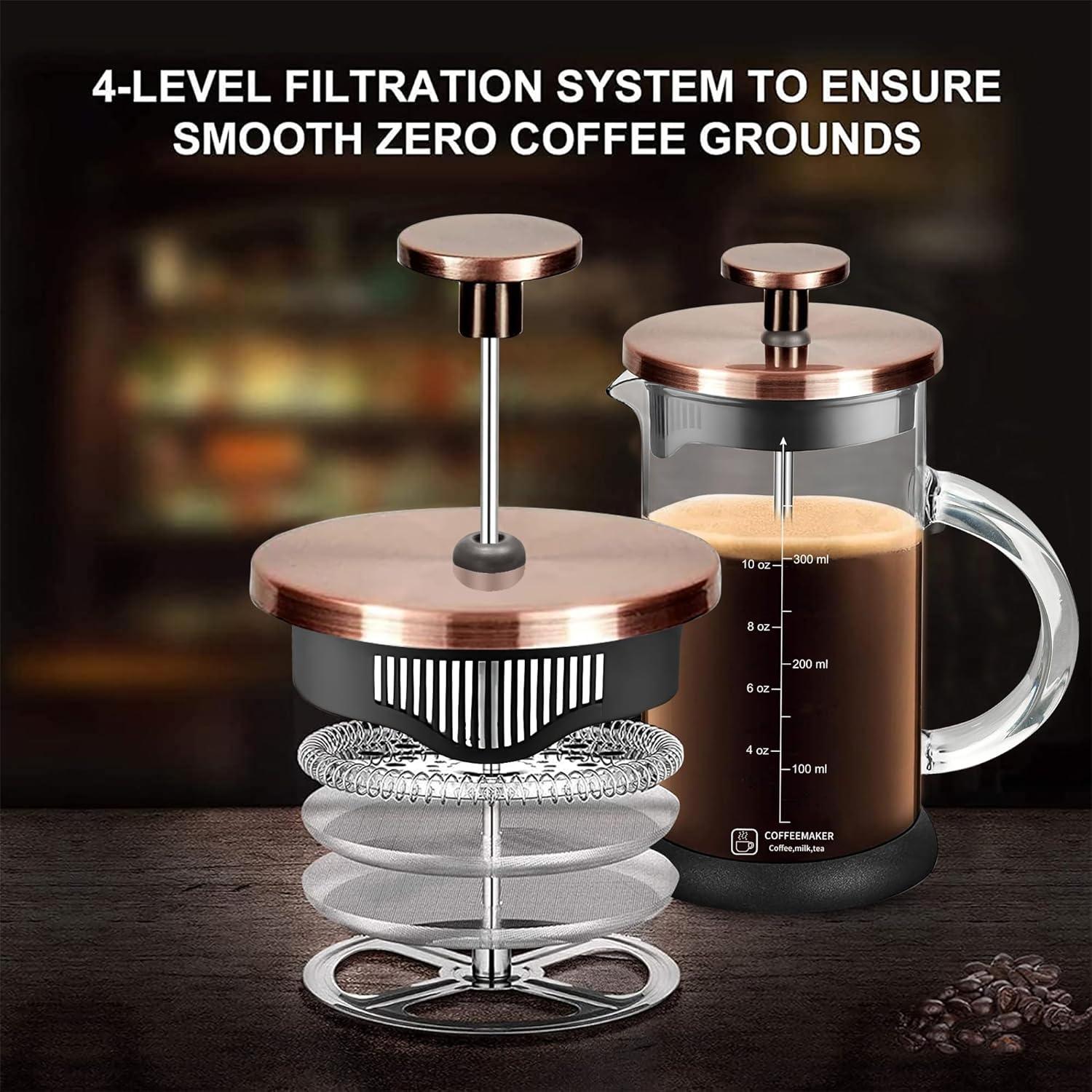 Prensa Francesa YMMIND 12oz Acero Inoxidable y Vidrio Borosilicato