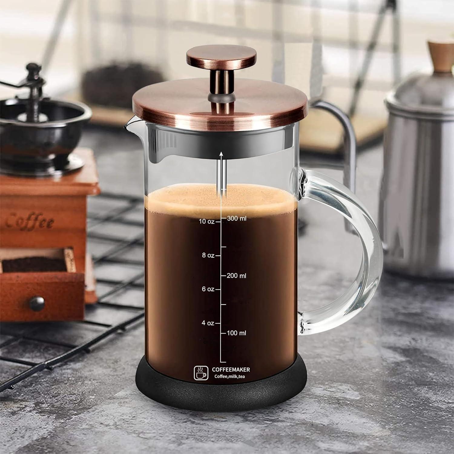 Prensa Francesa YMMIND 12oz Acero Inoxidable y Vidrio Borosilicato