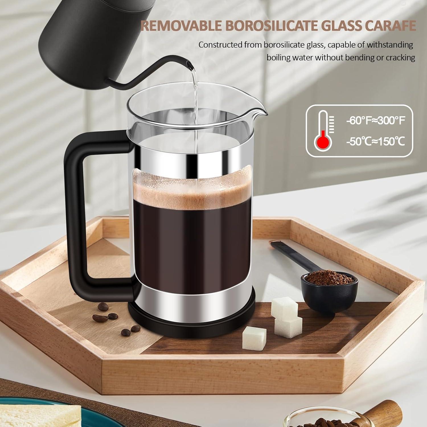 Cafetera Prensa Francesa RAINBEAN 12 Oz Vidrio Borosilicato