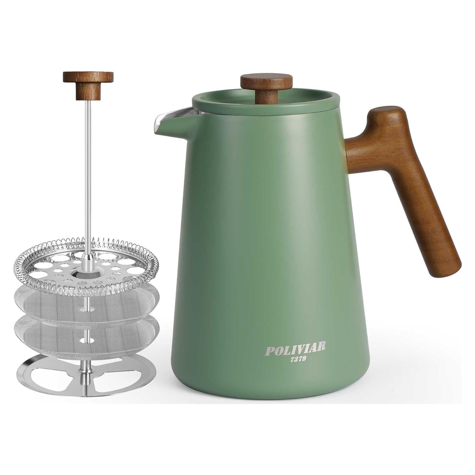 Cafetera Prensa Francesa POLIVIAR 1.0 L Acero Inoxidable Verde