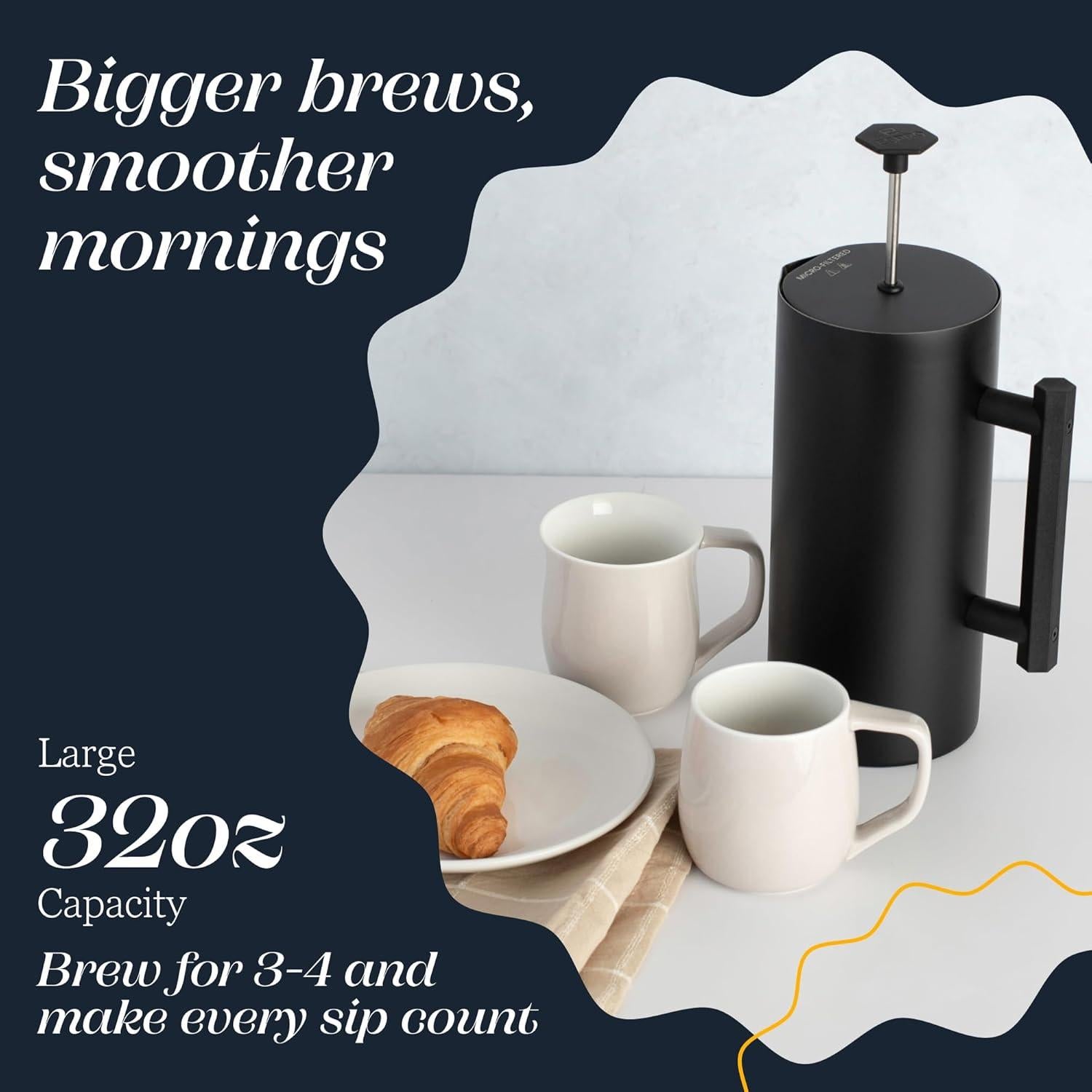 Cafetera Prensa Francesa ESPRO P6 32 oz Acero Inoxidable Negro Mate