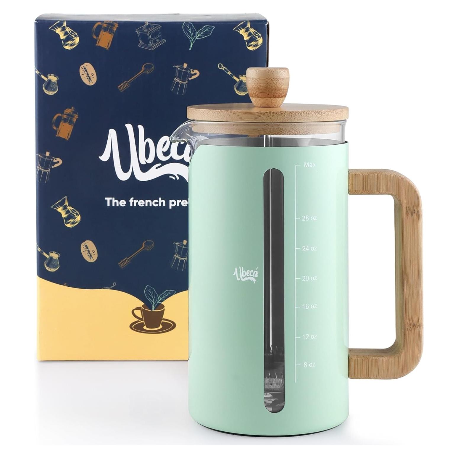 Prensa Francesa Ubeca 1L Verde Menta Vidrio Borosilicato