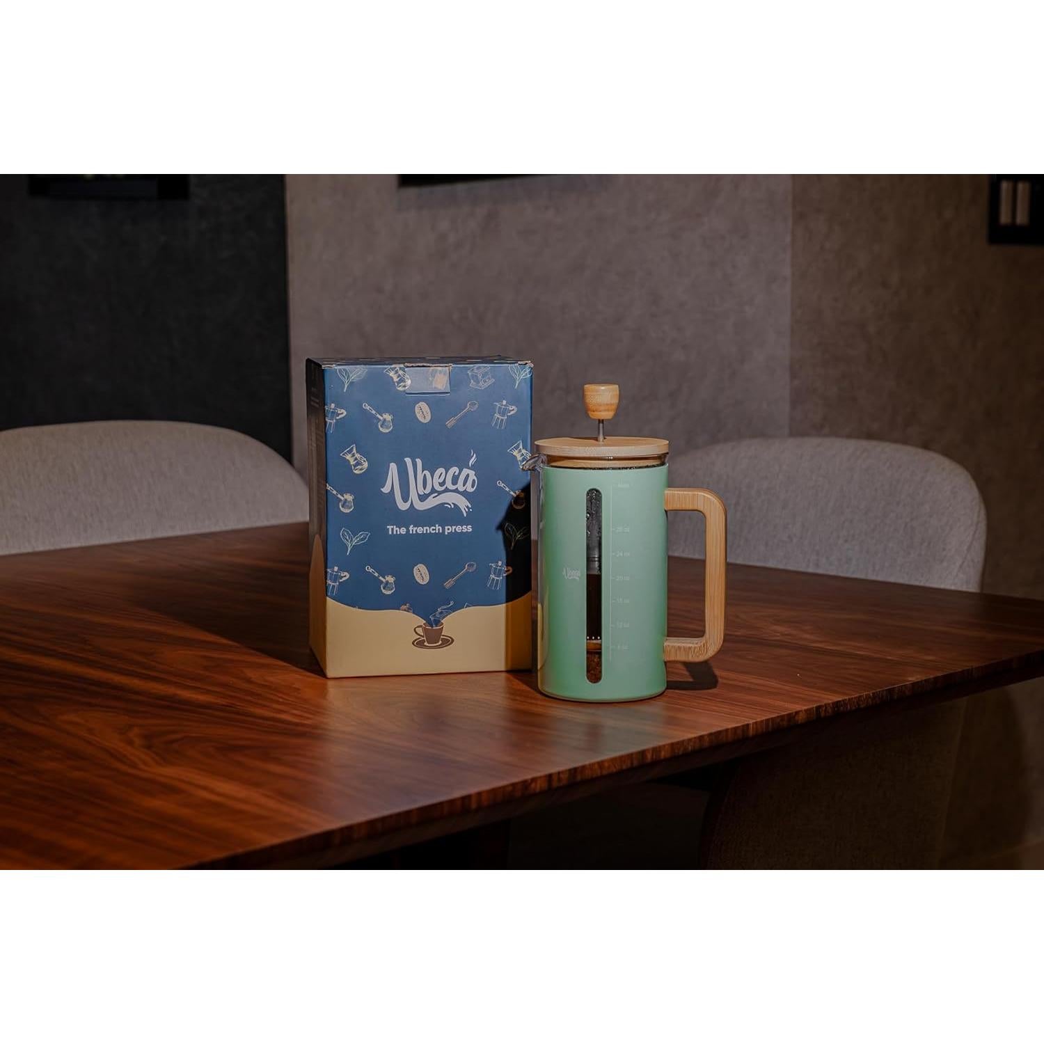 Prensa Francesa Ubeca 1L Verde Menta Vidrio Borosilicato