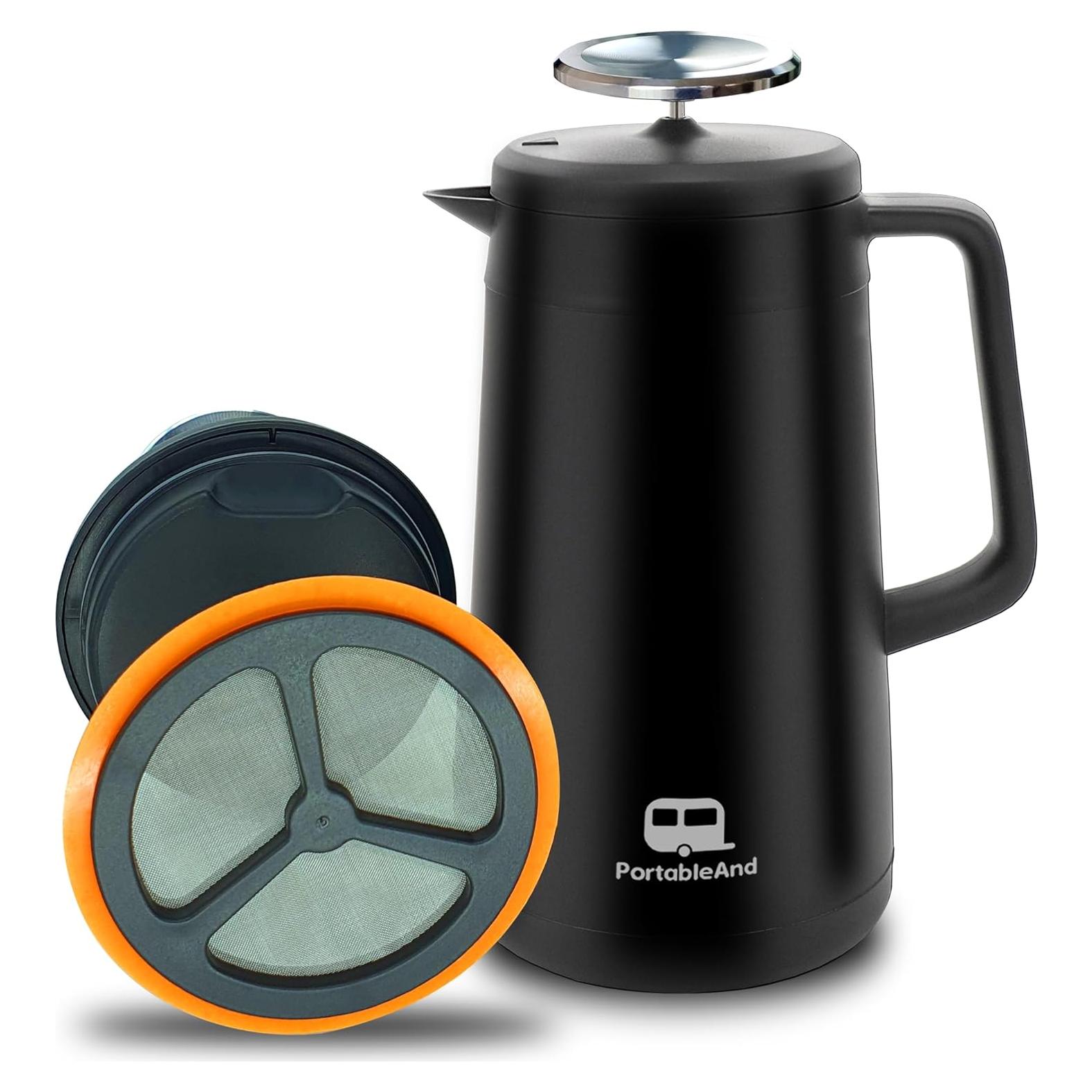 Prensa Francesa PortableAnd FP202 1.01L Acero Inoxidable Negro