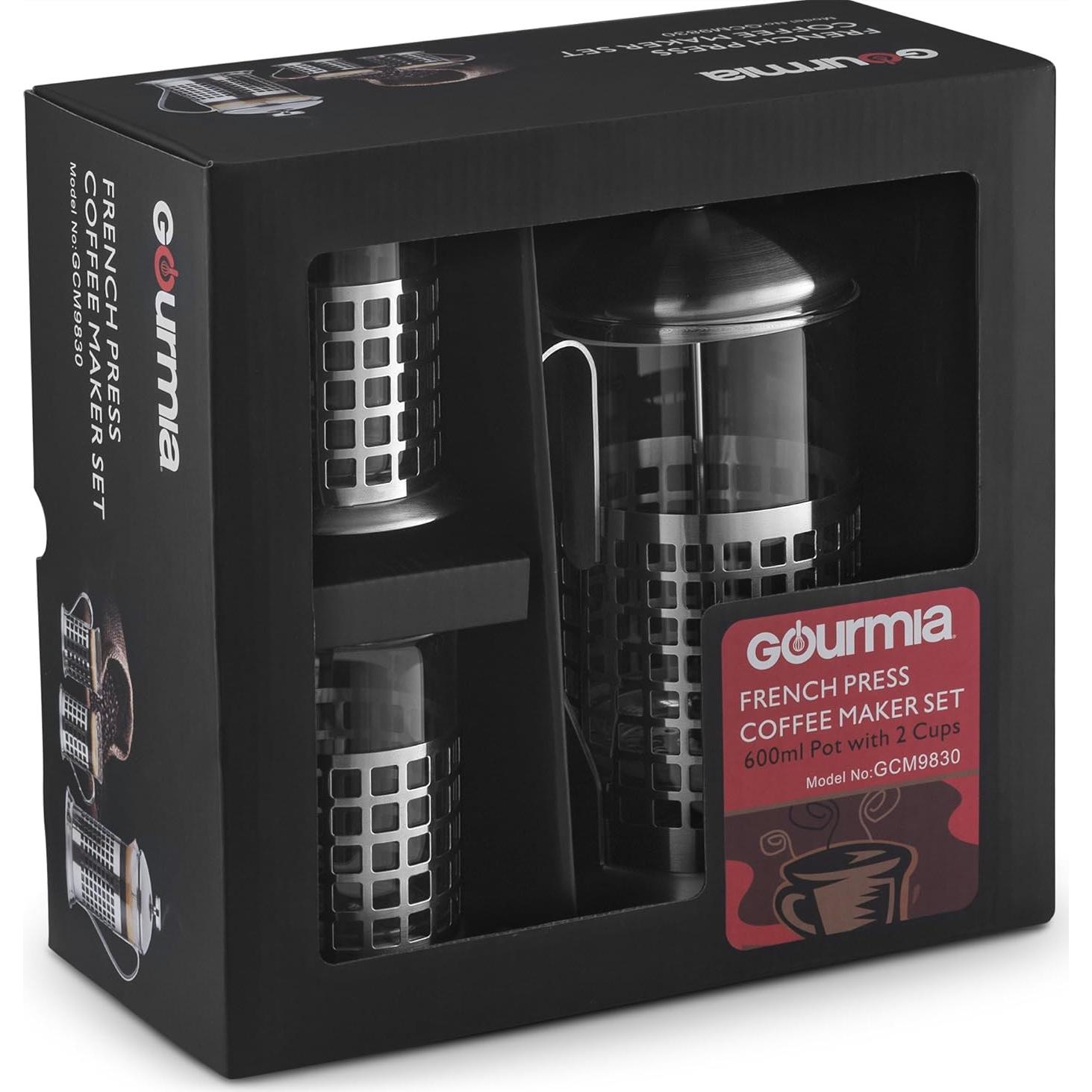 Cafetera Prensa Francesa Gourmia GCM9830 600 ml con 2 Tazas